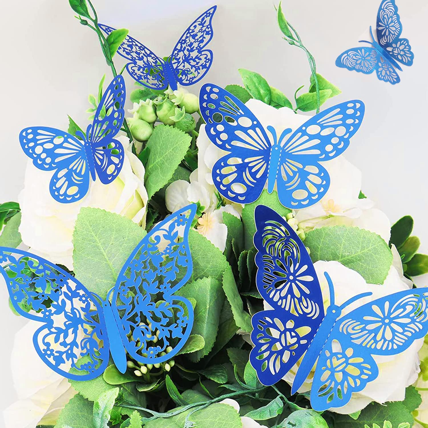 Butterfly 72 Pcs Wall Decor  3 Styles 3 Sizes 3D Gold Butterfly  Blue Butterfly  Wedding Decorations  Birthday Party Decorations  Girls Bedroom Decoration (72 Pcs  Blue)