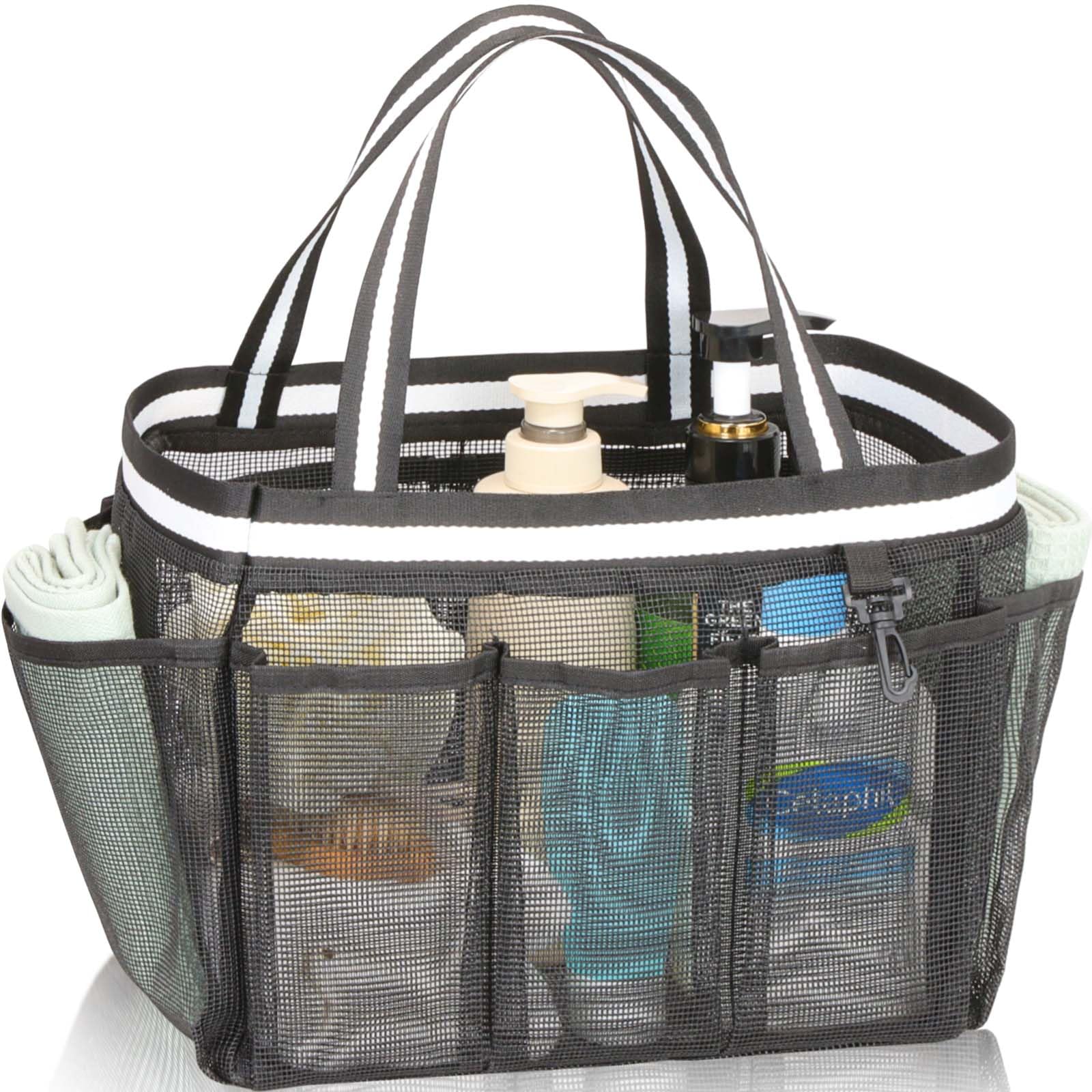 Fiezkaa Mesh Shower Caddy Portable Shower Bag For College Dorm Camping Travel Gym(Black)
