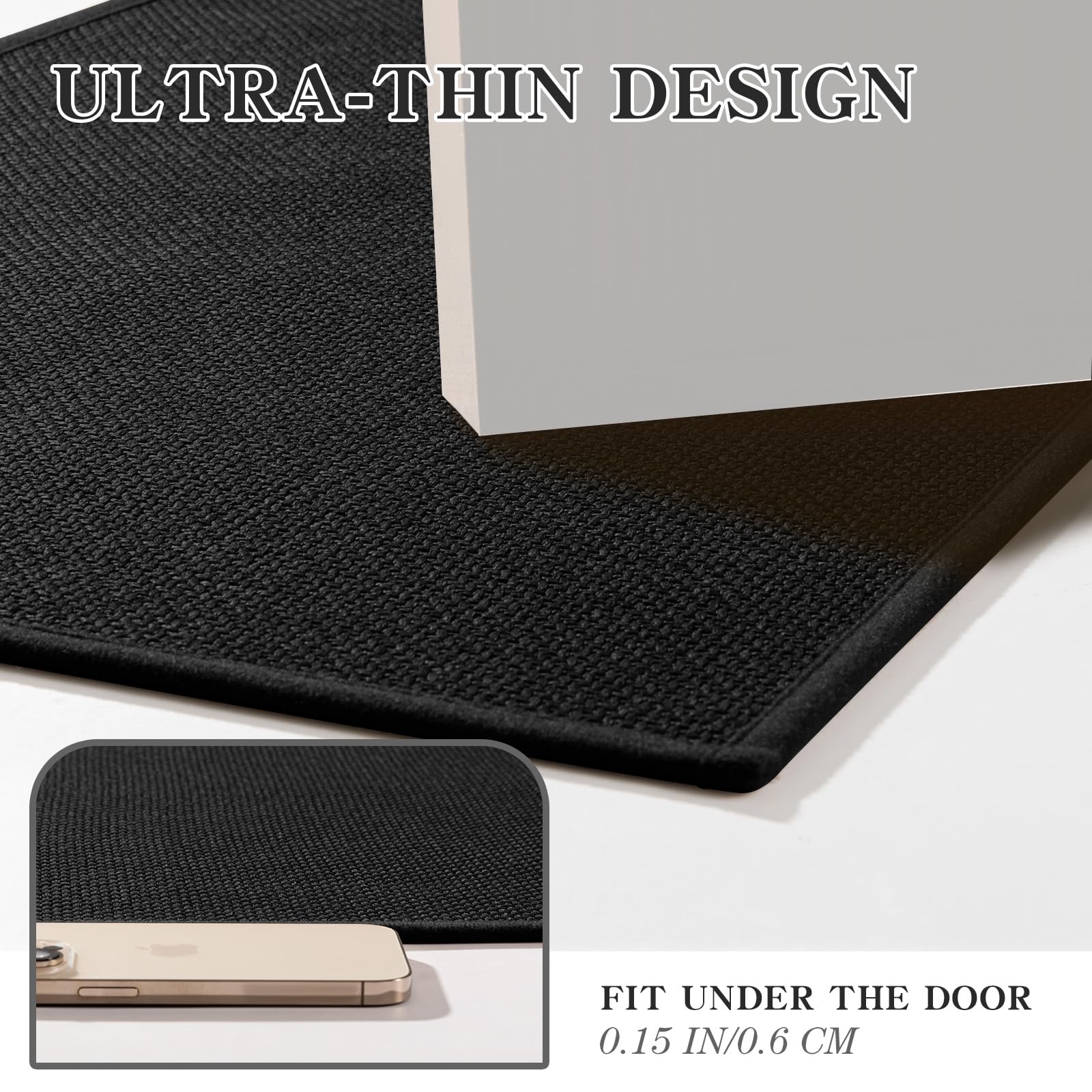 Chakme Bathroom Rugs Mat 32X17, Ultra Thin Non Slip Bath Mat Quick Dry Absorbent Bath Mat For Bathroom Floor, (Black, 32''X17'')