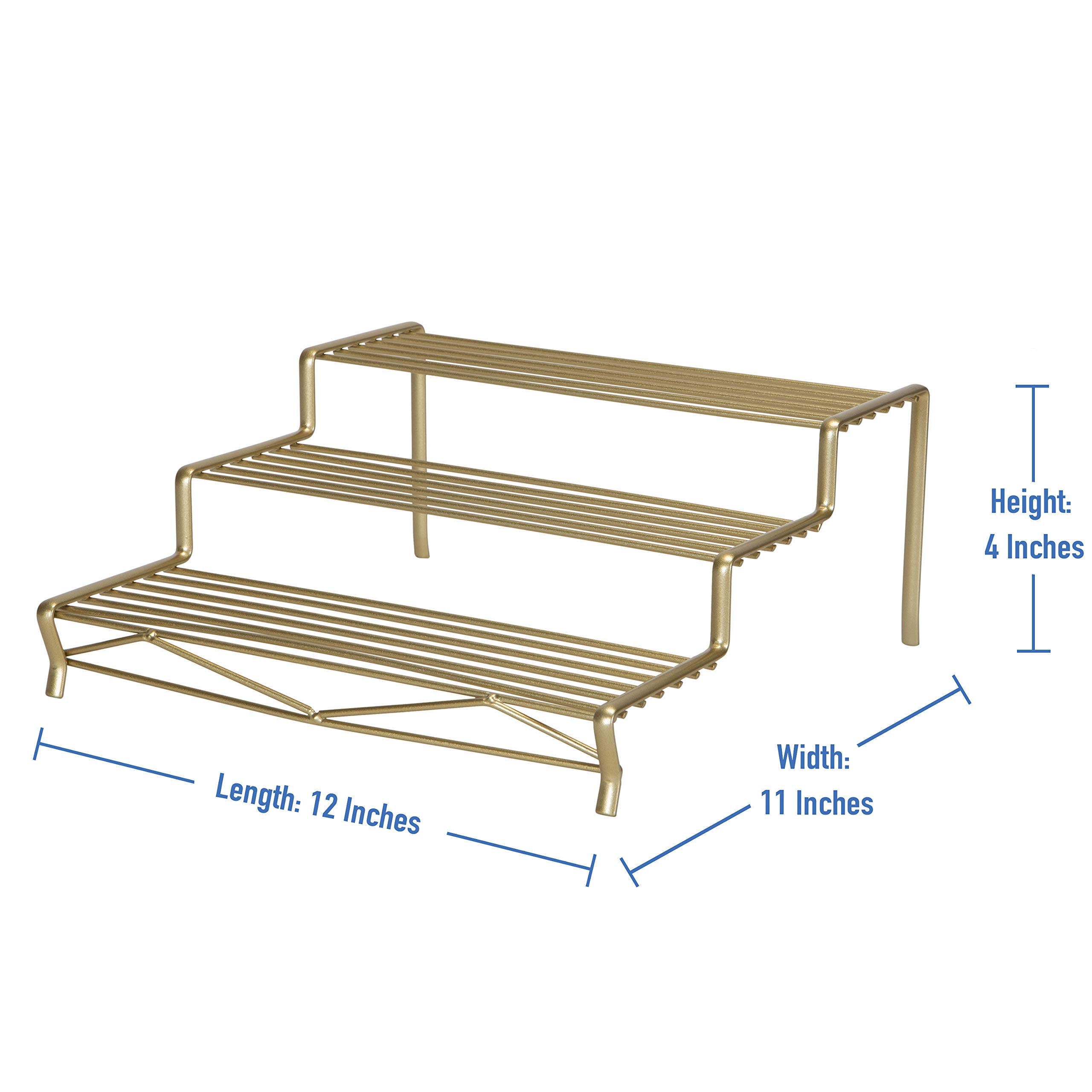 Kitchen Details Geode 3 Tier Spice Rack | Countertop & Cabinet Organizer | Free Standing | Rust Resistant | Satin Gold