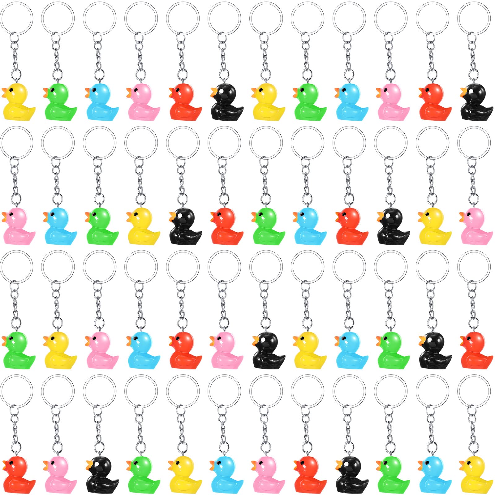 Yoande Plastic Duck Keychains Duck Party Favors Cute 3D Chains Small Ducky Pendant Accessories for Birthday Party Baby Shower (B