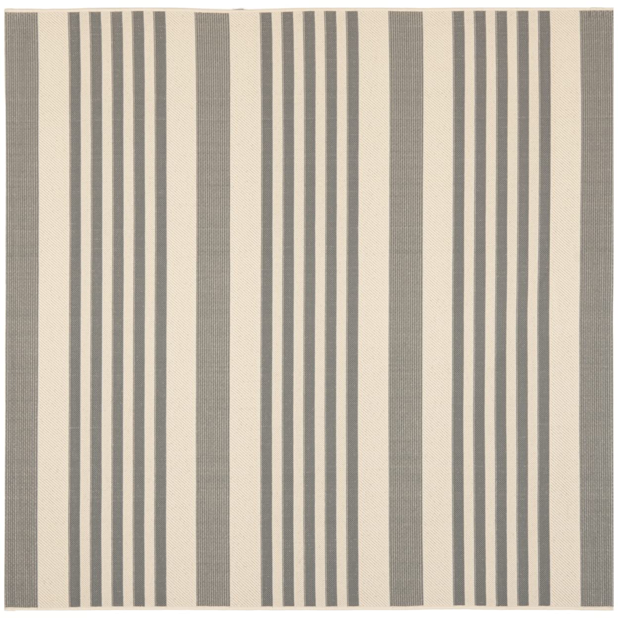 SAFAVIEH Courtyard Collection 710 Square Grey/Bone CY6062 Stripe Indoor/ Outside Waterproof Easy cleansingPatio Backyard Mudroo