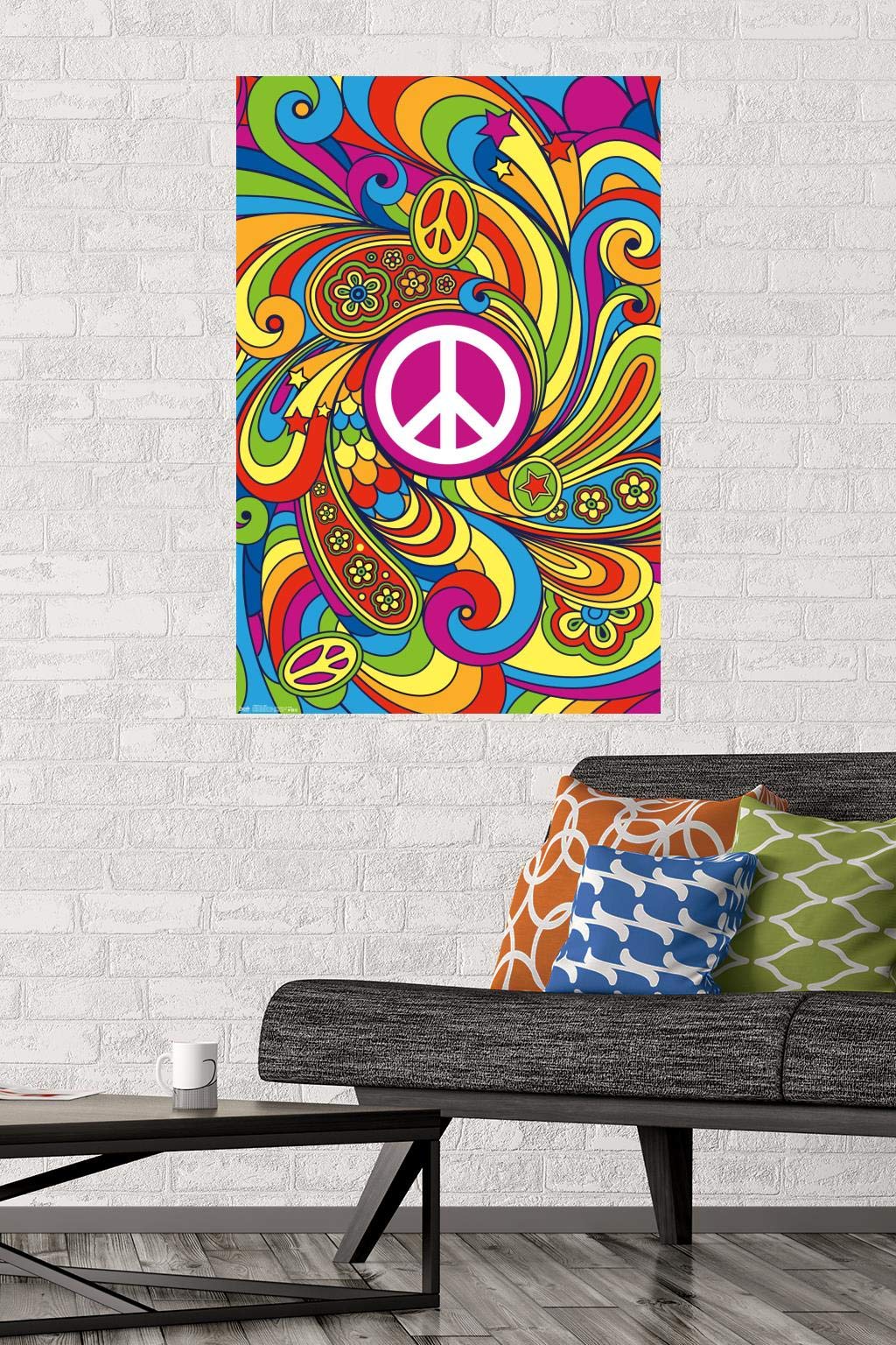 Trends International Peace Sign Wall Poster, 22.375'' X 34'', Poster & Mount Bundle
