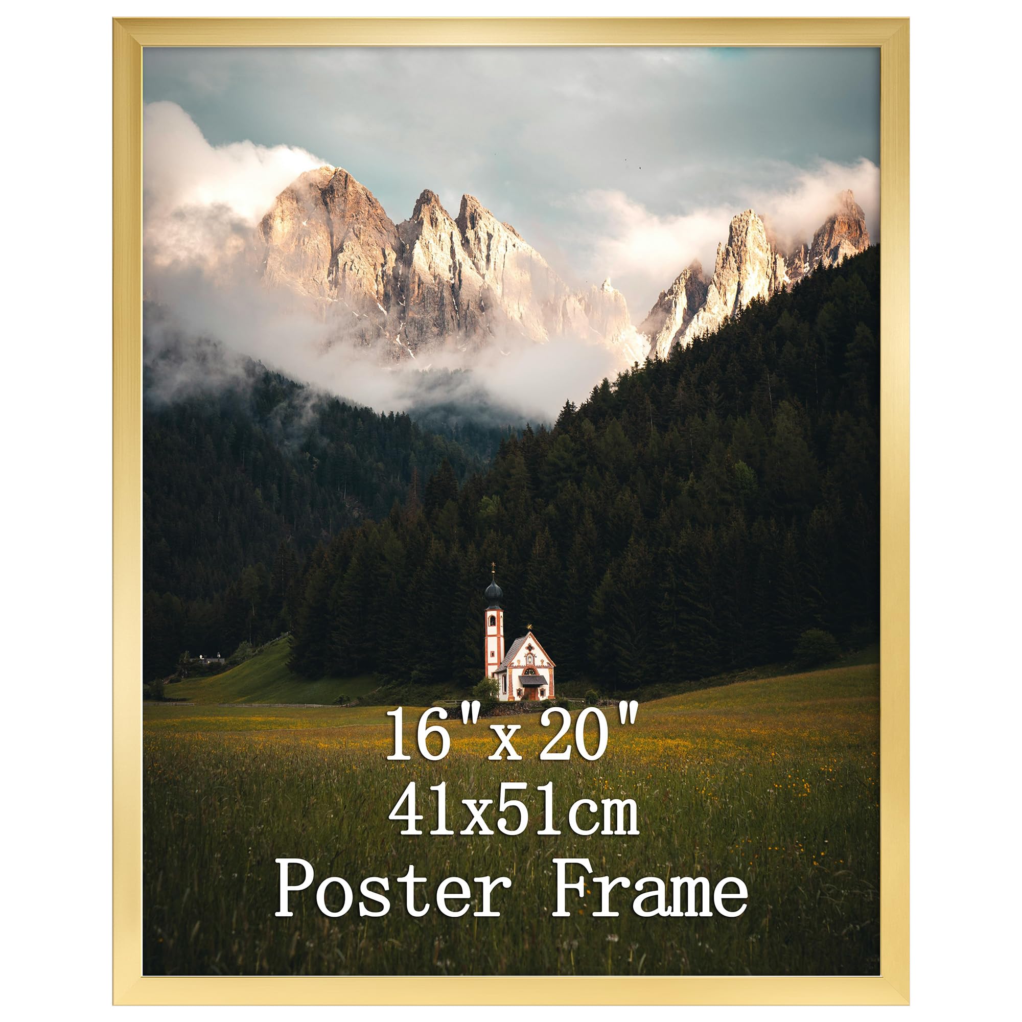 Giftgarden 16x20 Picture Frame Gold, 16 by 20 Thin Poster Photo Frame for Wall Display, Single