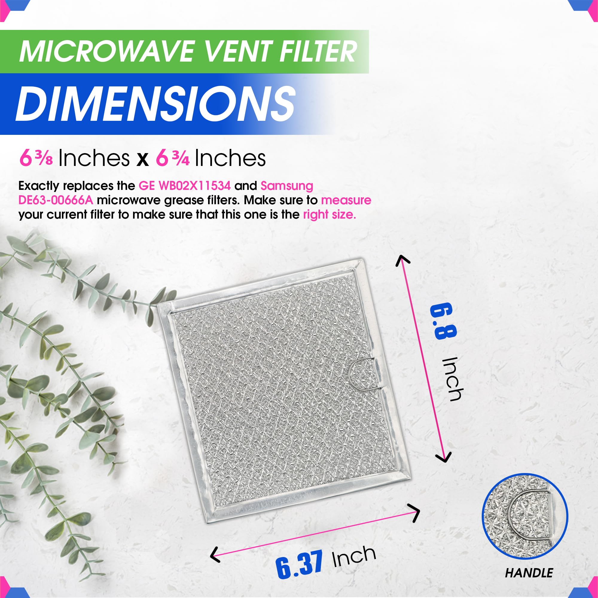 Microwave Filter Replacement 6.81'' X 6.34'' Fits Ge Wb02X11534 Samsung De63-00666A Microwave Grease Filter - Freshens And Filte