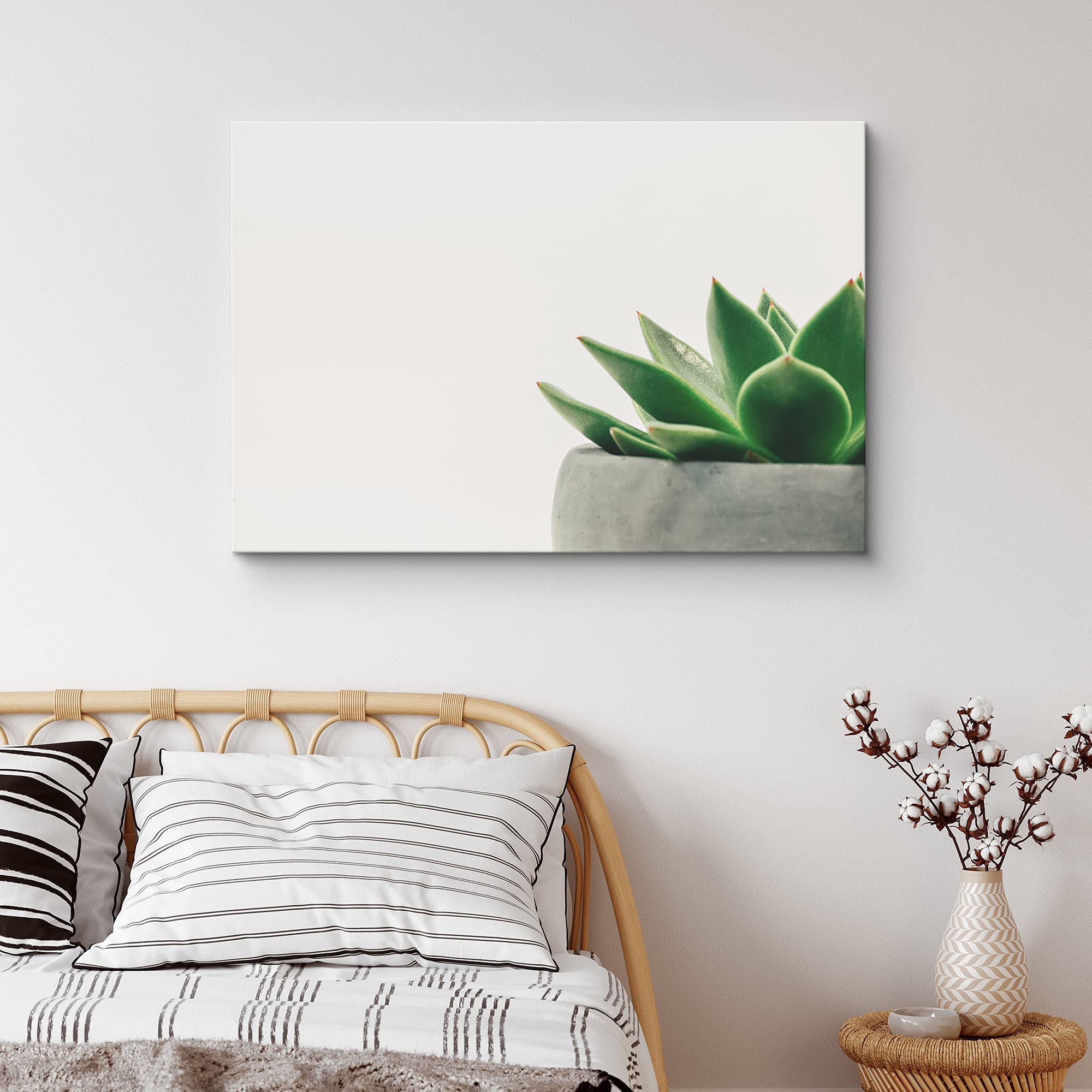 Nwt Canvas Print Wall Art Green Echeveria Cactus Closeup Floral Succulent Photography Modern Art Southwest Scenic Relax/Calm Mul