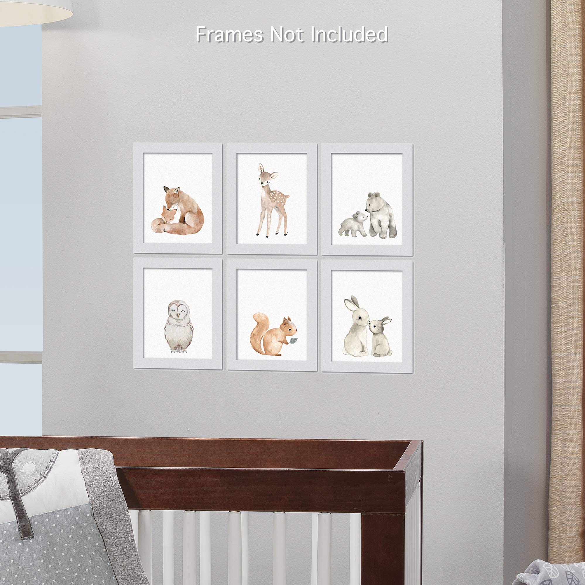 Lambs & Ivy Watercolor Woodland Animals 6-Piece Unframed Nursery Wall Art Decor