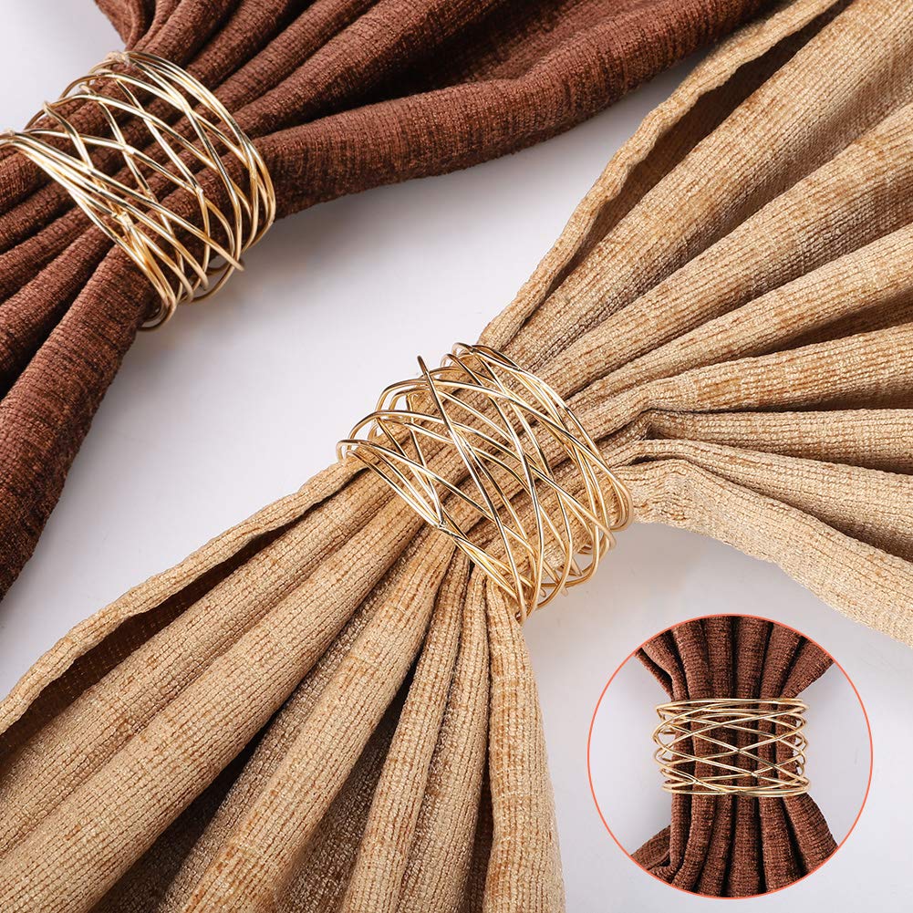 Accmor Metal Mesh Napkin Rings, Gold Napkin Rings For Dinner Party, Wedding, Birthday, Family Gatherings,6 Pack