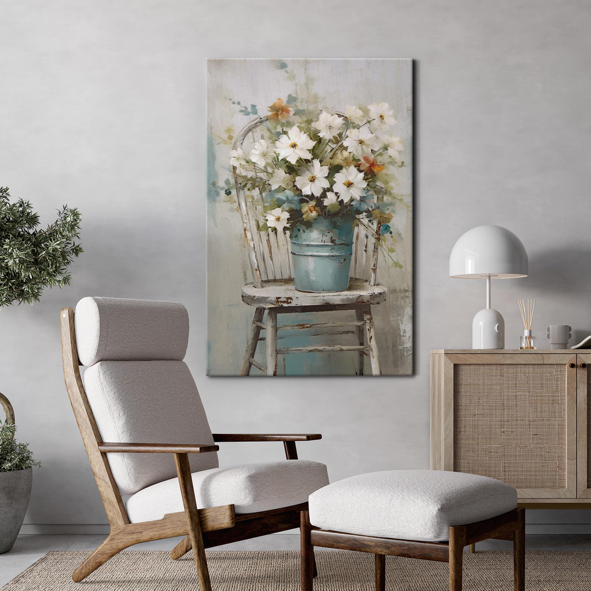 Wall26 Canvas Print Wall Art Fine Art Still Life White Daisy Flowers Nature Wilderness Illustrations Modern Art Botanical Floral
