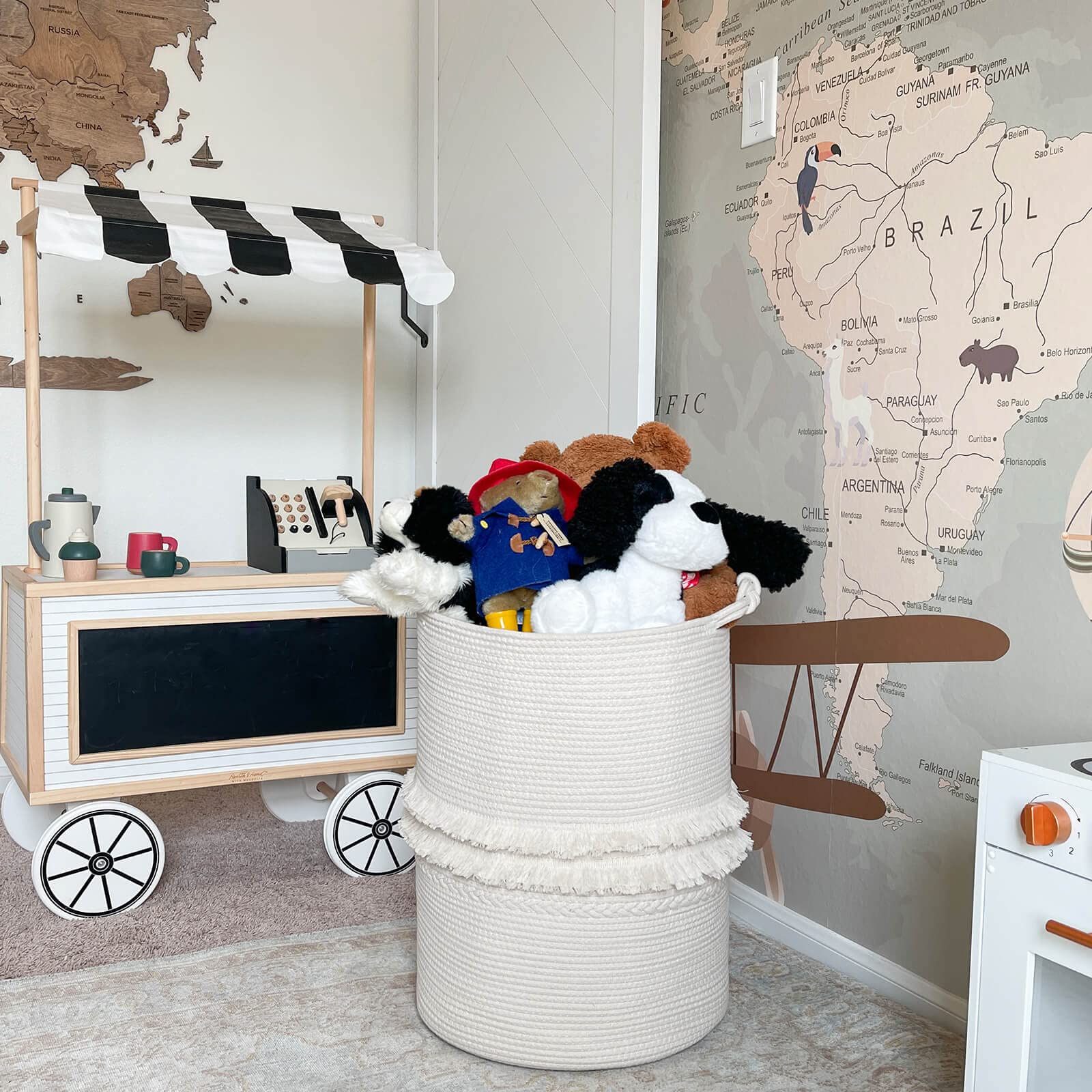 Cherrynow Baby Laundry Hamper For Nursery, Tall Laundry Basket For Laundry Room, White Woven Storage Basket For Clothes, Toys, T