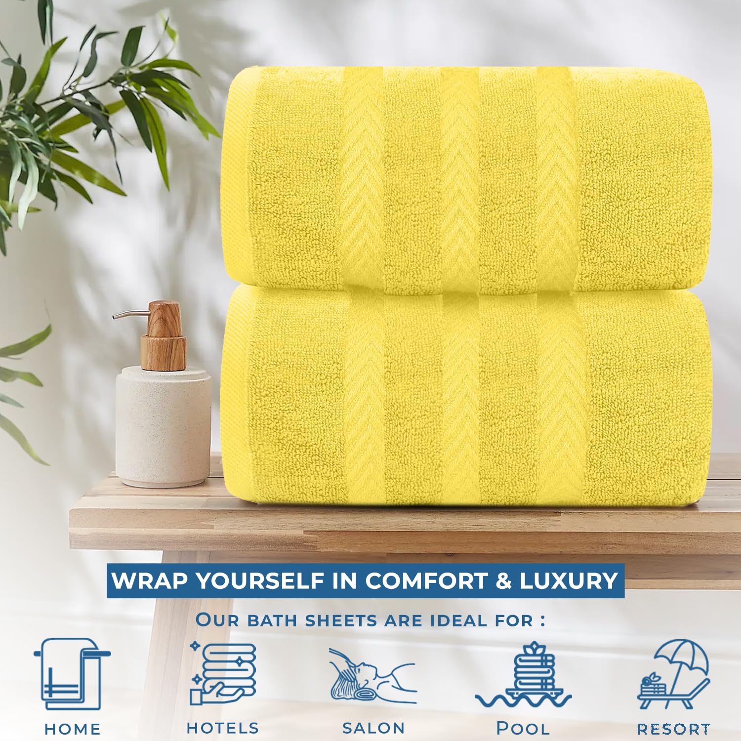 Dan River 100% Cotton Bath Sheets - 550 Gsm Ultra Super Soft Sheets - Jumbo Large Bath Towels For Bathroom, Home, Hotel, Spa, Be