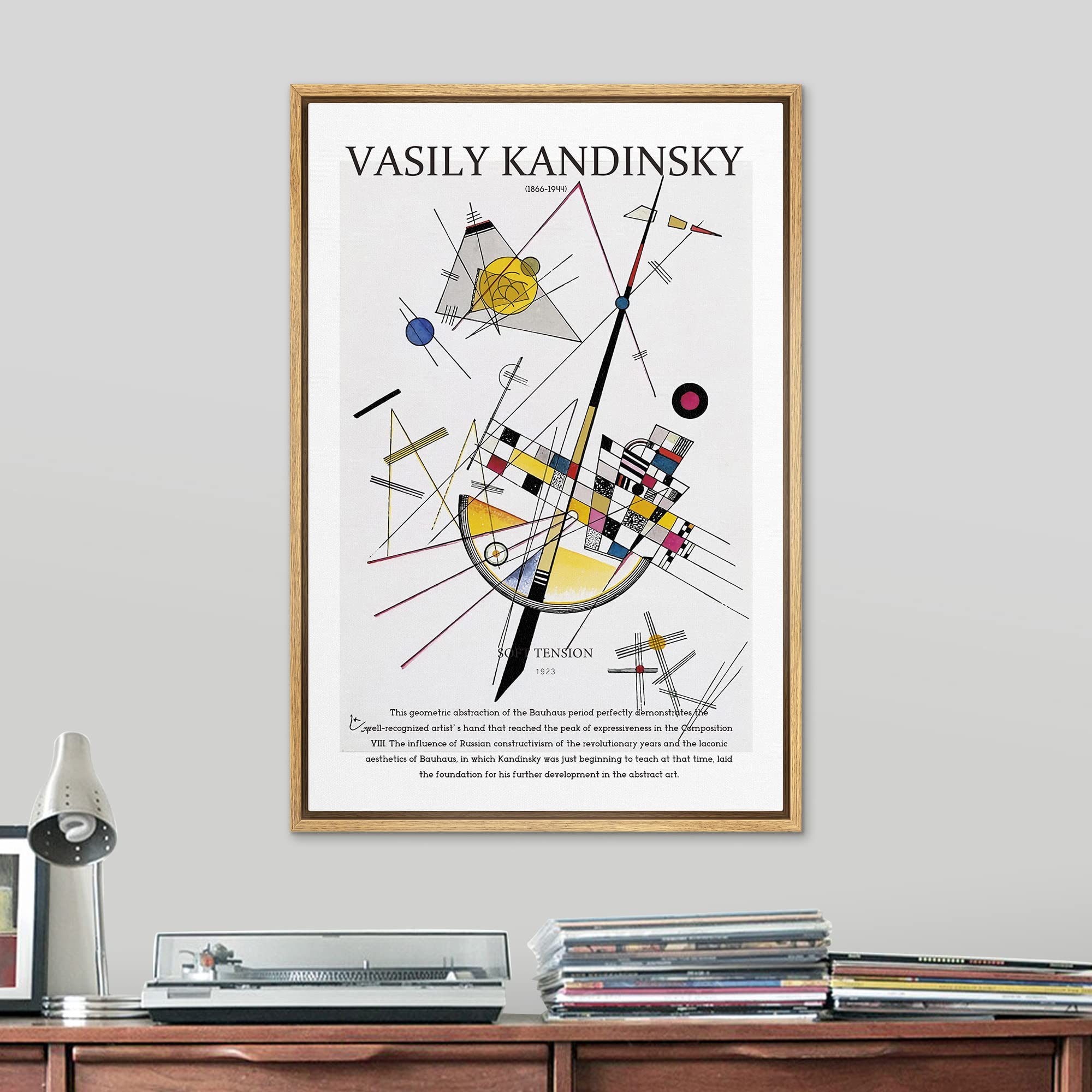 Signleader Framed Canvas Print Wall Art Kandinsky Geometric Polygons Block Abstract Shapes Illustrations Fine Art Contemporary R