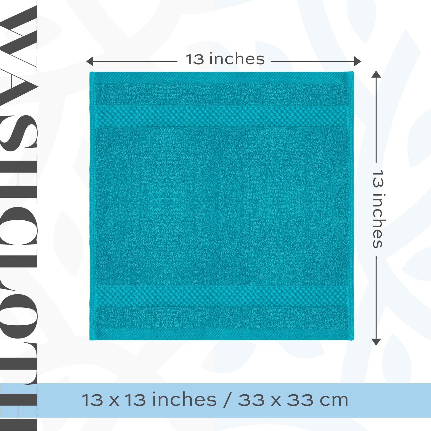 White Classic Luxury Cotton Washcloths - Face Towel Set | 12 Pack | Aqua