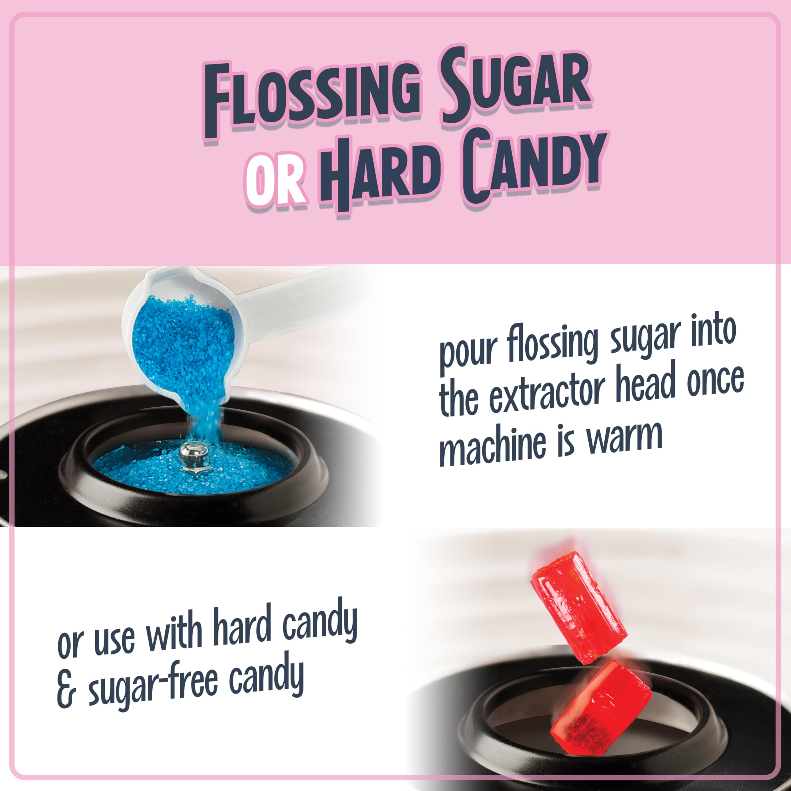 Nostalgia Cotton Candy Machine - Retro Cotton Candy Machine For Kids With 2 Reusable Cones, 1 Sugar Scoop, And 1 Extractor Head