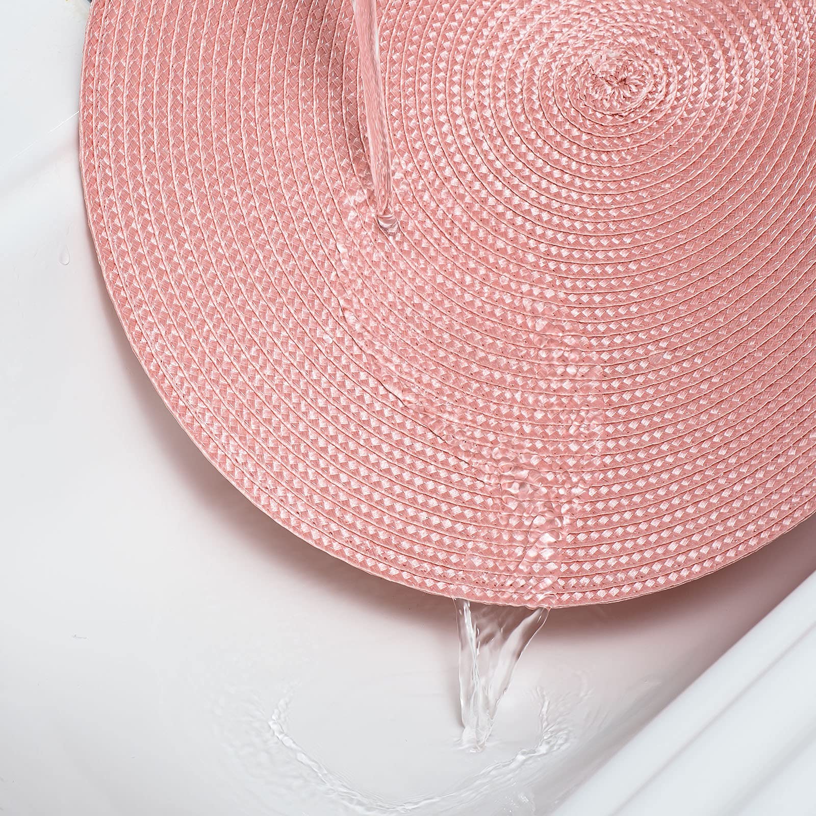 Ahhfsmei Round Braided Placemats 15 Inch Round Table Mats For Dining Tables Natural Woven Heat Resistant Place Mats Set Of 4 (Pi