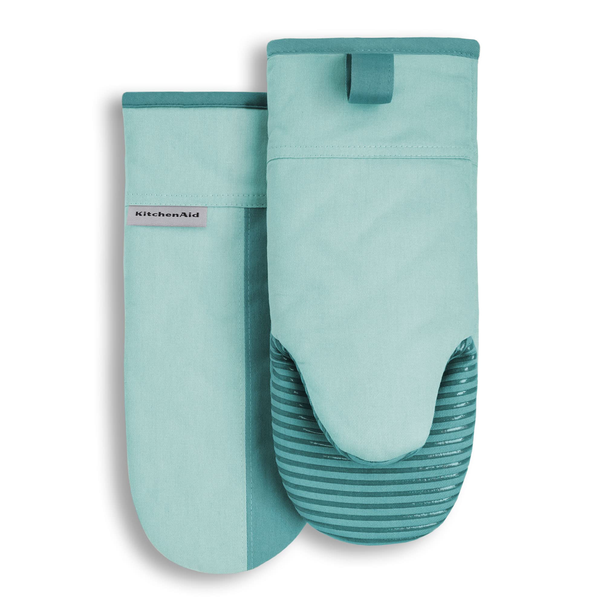 Kitchenaid Beacon Two-Tone Non-Slip Oven Mitt Set, Aqua Sky, 5.75''X13'', 2 Piece