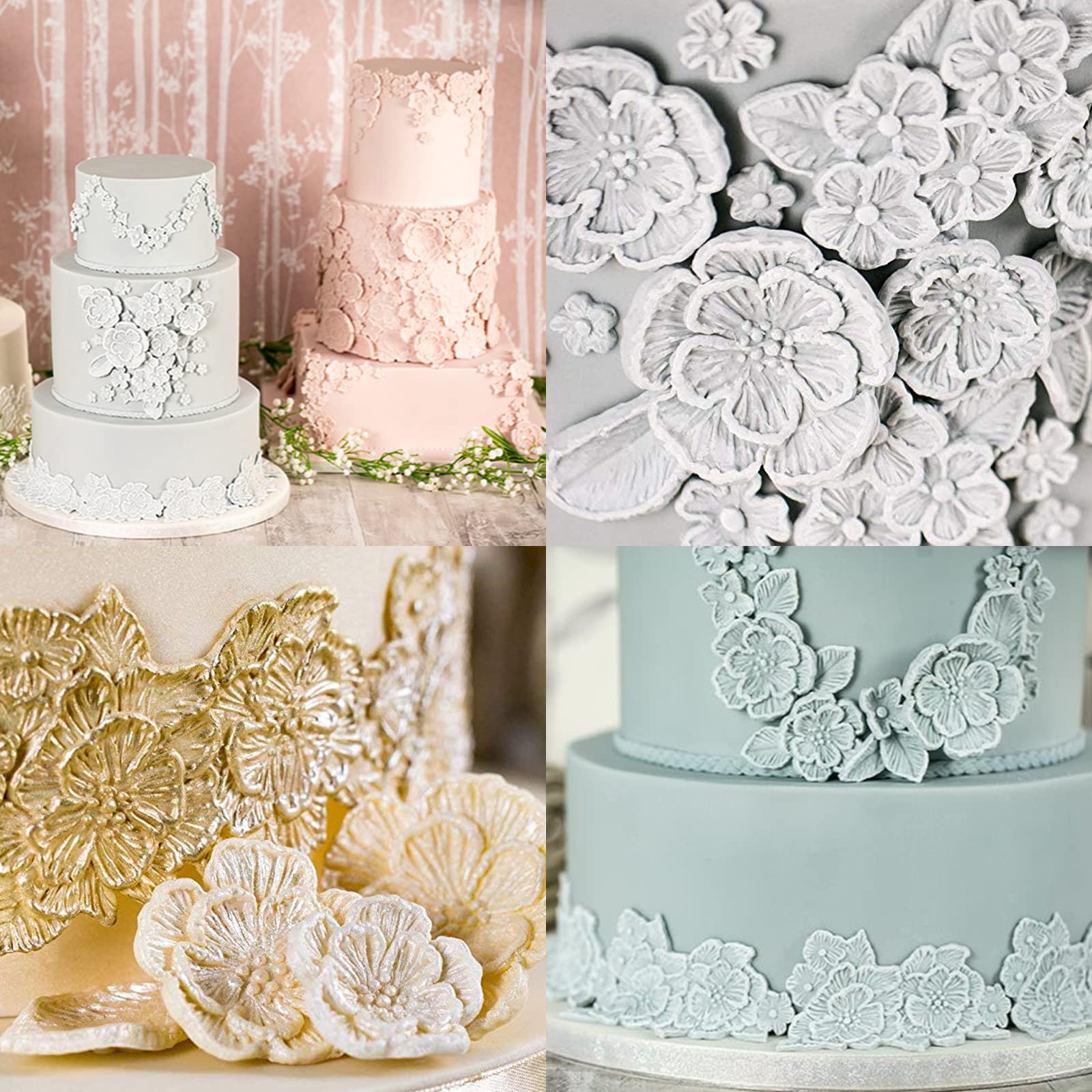 Silicone Fondant Moulds, Border Mould Mat For Wedding Cake Decorating, Decorating Tool (Flower Mould)