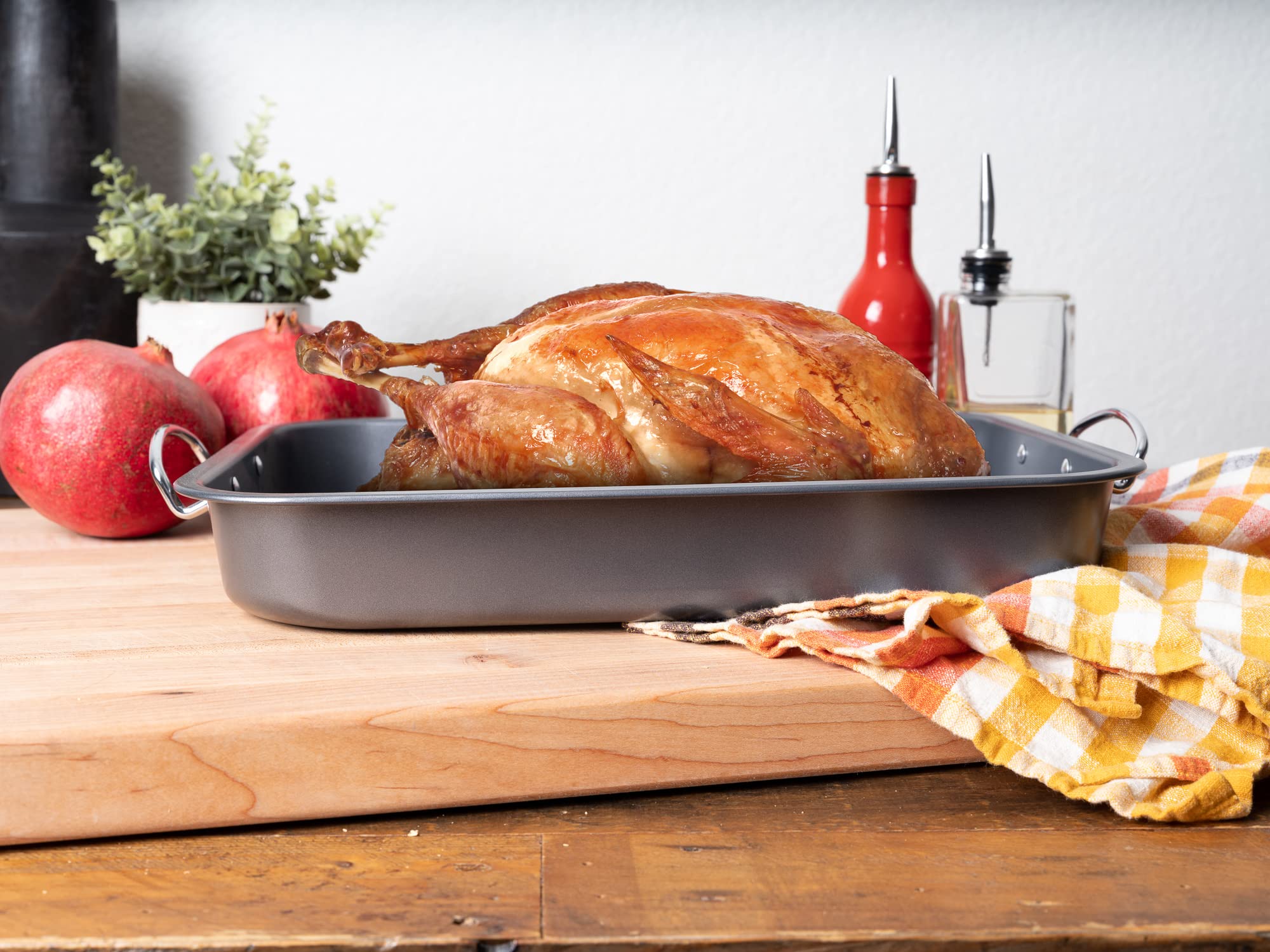 Imperial Home Carbon Steel Roasting Pan With Flat Rack, Roaster With Baking Rack, Nonstick Pan, Deep Lasagna Pan, Pans For Cooki