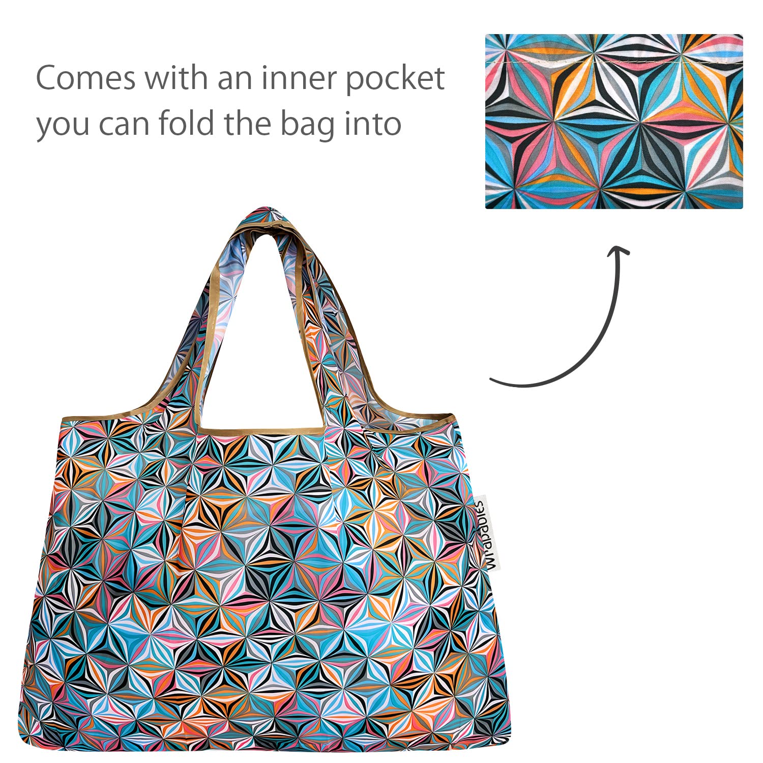 Allydrew Large & Small Foldable Tote Nylon Reusable Grocery Bags, Set Of 2, Star Pattern