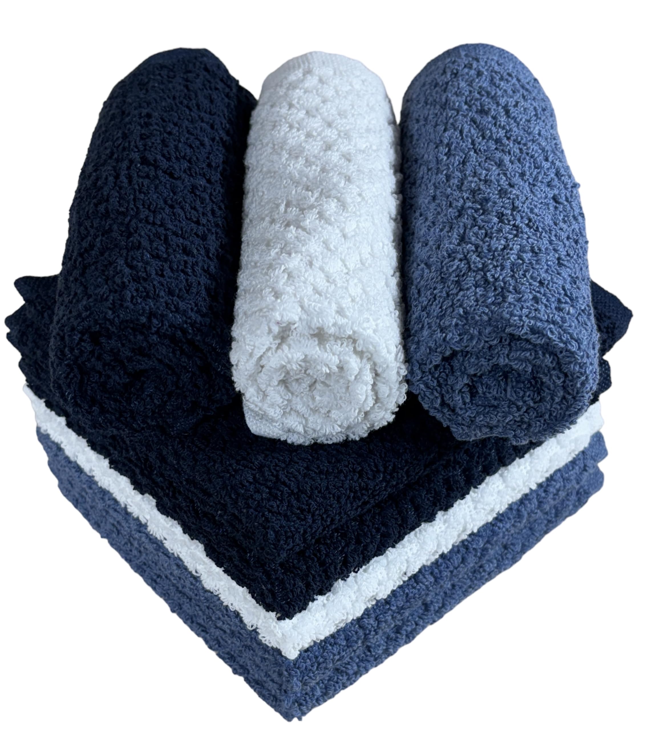 Petal Cliff Washcloths Set Of 8 - Popcorn Weave Wash Cloth Designed To Exfoliate Your Hands, Body Or Face - Extra Absorbent 100%
