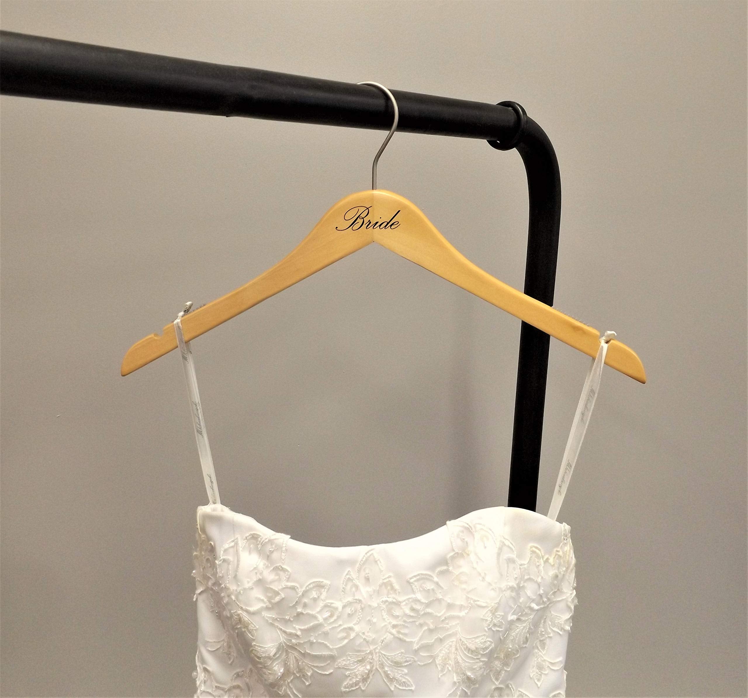 Nahanco B20017 Bridal Hanger, Natural Wood Hanger With Black Imprint (Bride), 17    (1 Piece)
