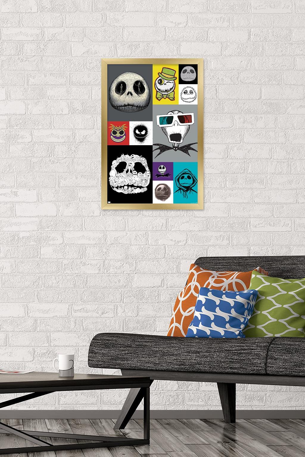 Trends International Disney Tim Burton'S The Nightmare Before Christmas - Jack Grid Wall Poster, 14.72'' X 22.37'', Gold Framed