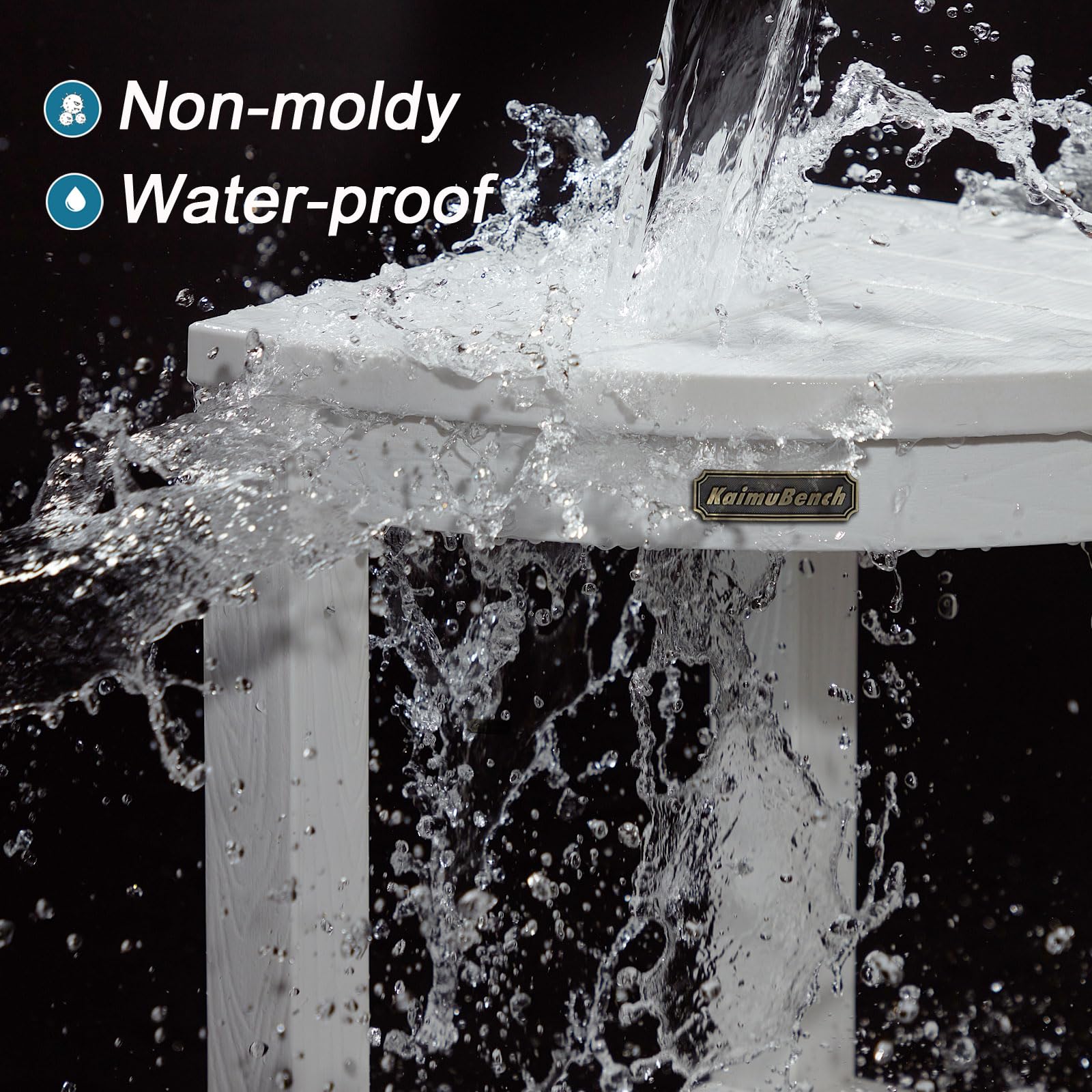 Corner Shower Stool For Inside Shower Waterproof, Poly Lumber Bathroom Shower Corner Bench Seat, Plastic Shower Chair Seat, Show