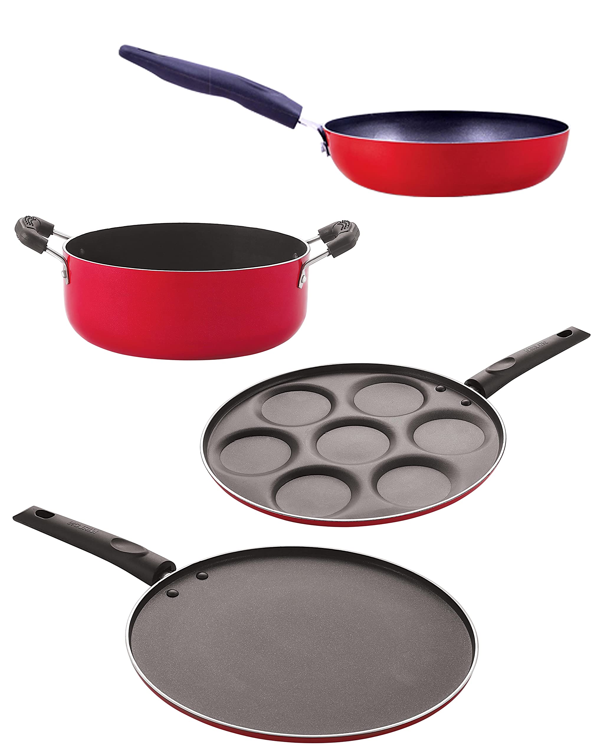 Nirlon Non Stick Coated Heat Resistance Pfoa Free Aluminium Kitchenware Gift Set Of 4 Pieces (Cvg_Up7_St12_Cs24)