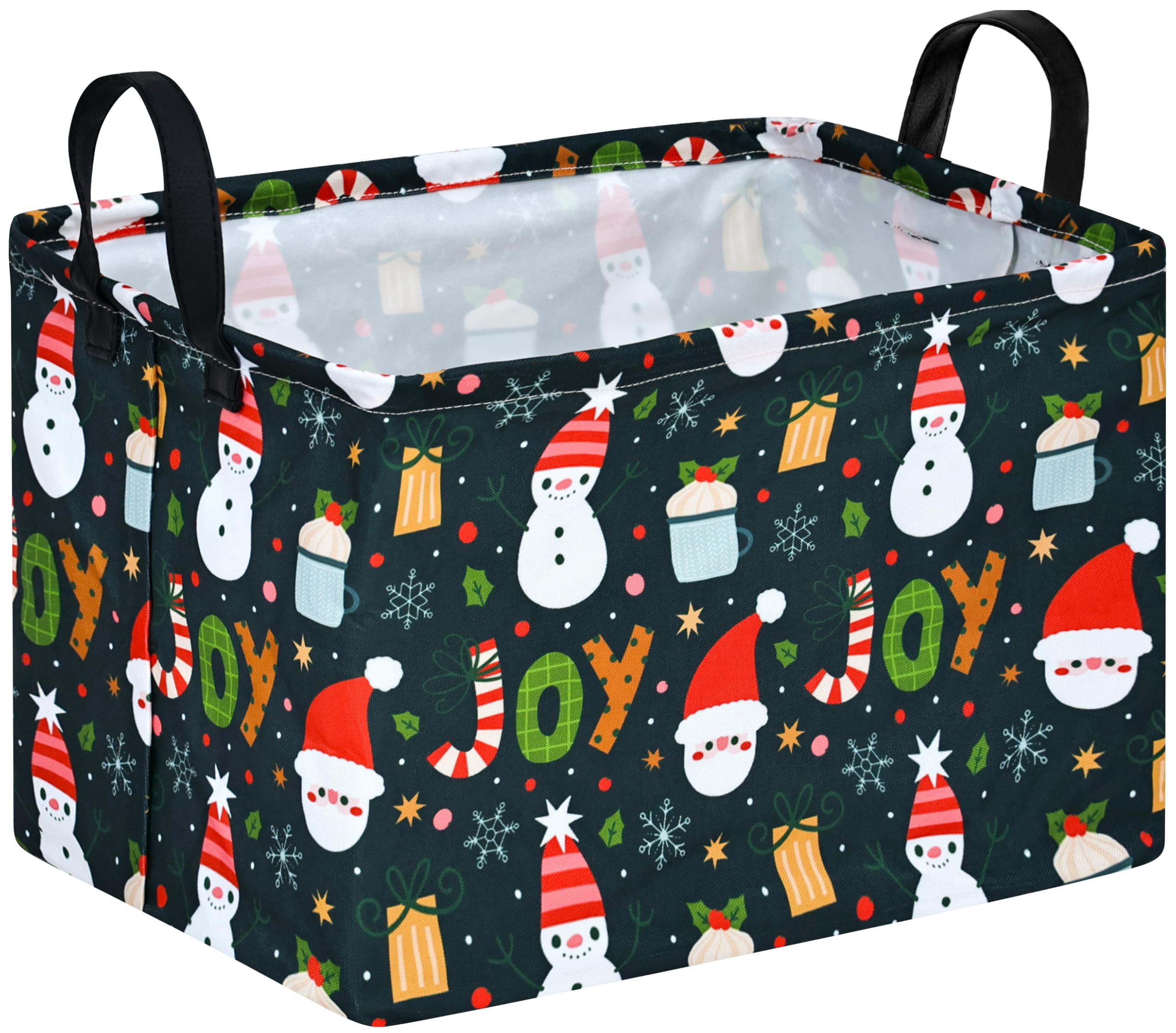 MAIZMZ Xmas Gifts Basket for Kids Santa Claus Snowman Storage Baskets Collapsible Nursery Hamper Waterproof Clothes Toy Bin Book