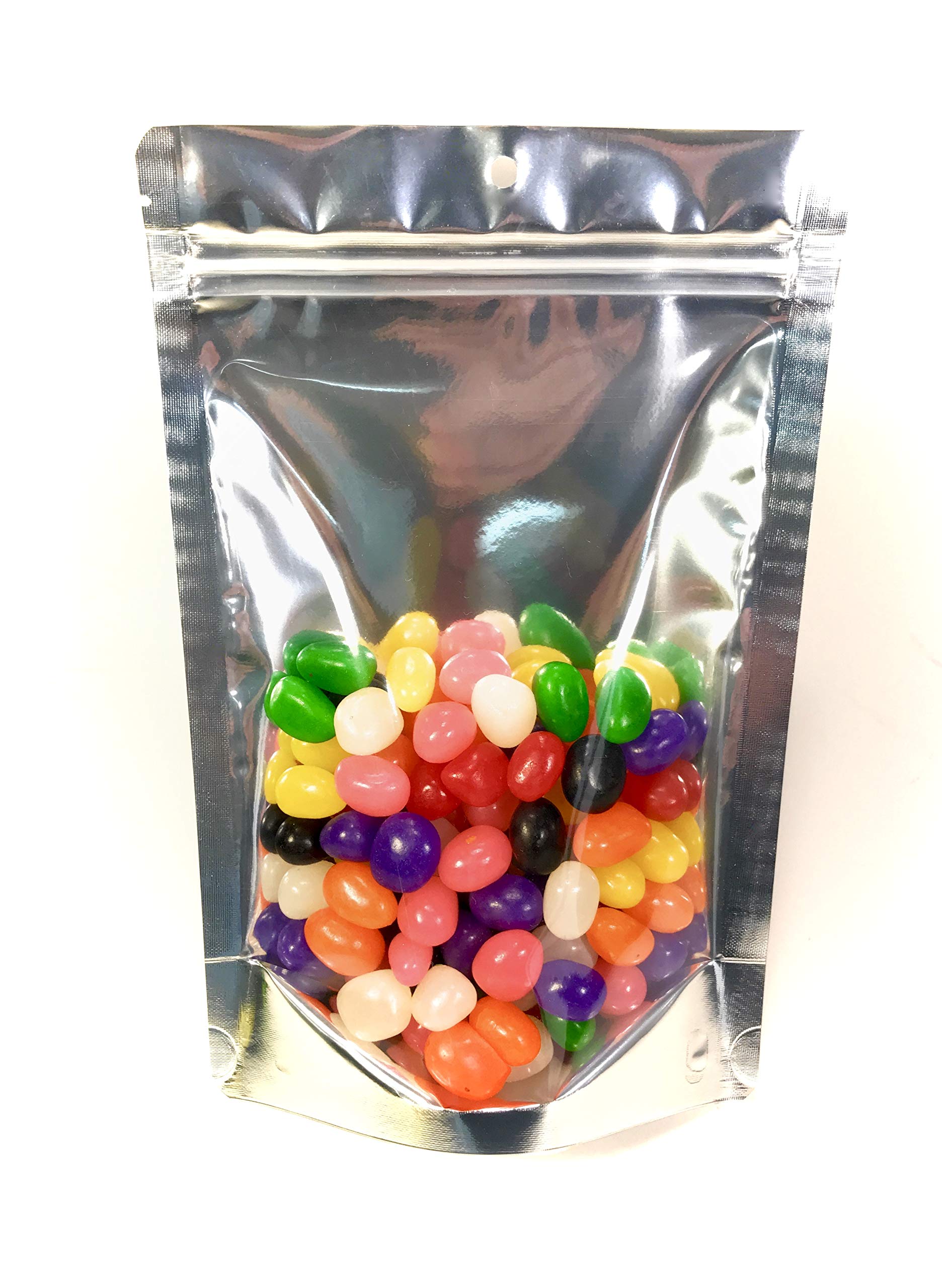 Smell Proof Mylar Food Storage Bag (50 Pack) 1 Ounce Clear Front Heavy Duty Ziplock 6X9X3 Inch Stand Up Leak Proof Foil Pouch W