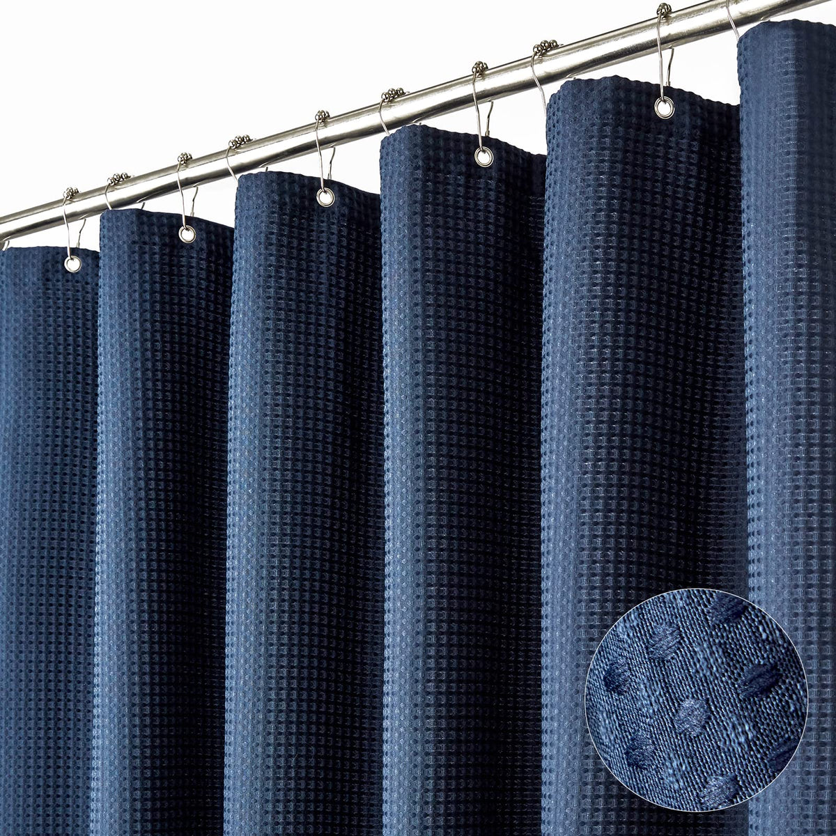 Dynamene Long Shower Curtain - 78 Inch Long Waffle Weave Heavy Duty Fabric Shower Curtains For Bathroom, Neutral Weighted Hotel