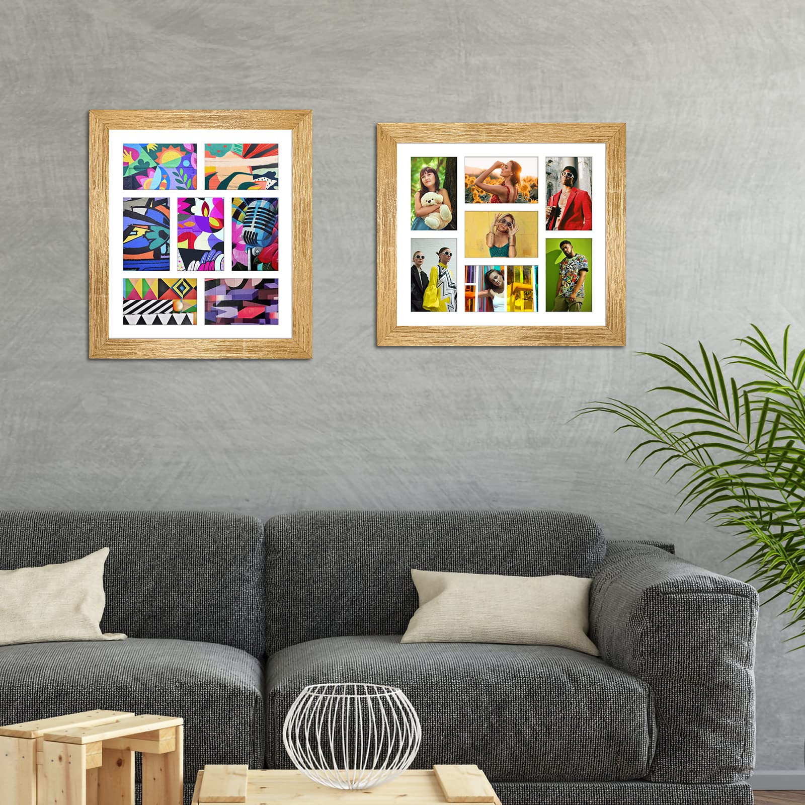 Gaevuian 13.5x15.5 Picture Frame Display 7 opening 4X6 Picture Frame Collage,Multi Photo Frame with Mat,Plexiglass,Wall or Table