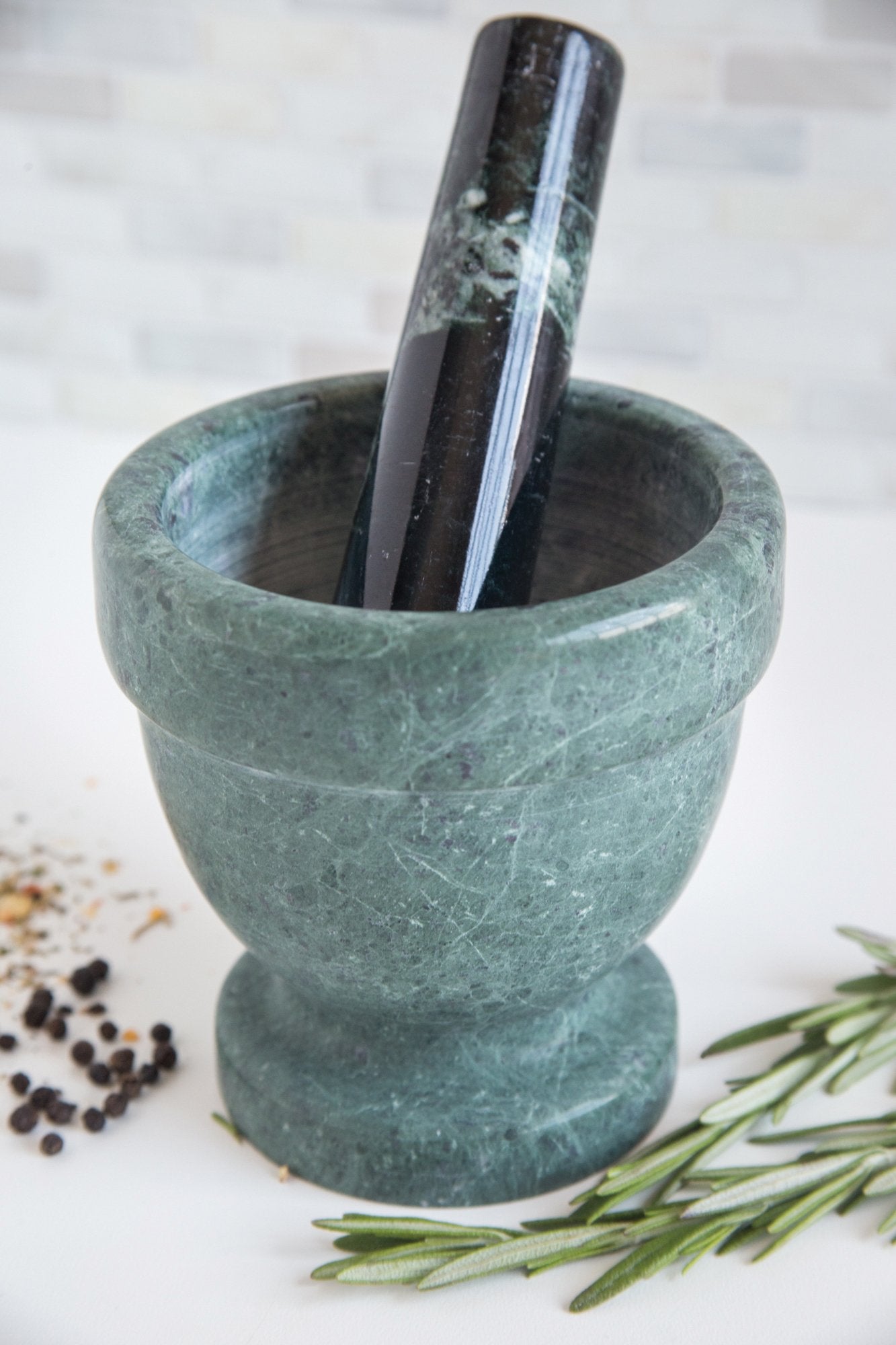 Fox Run Marble Mortar And Pestle, Green, 4''