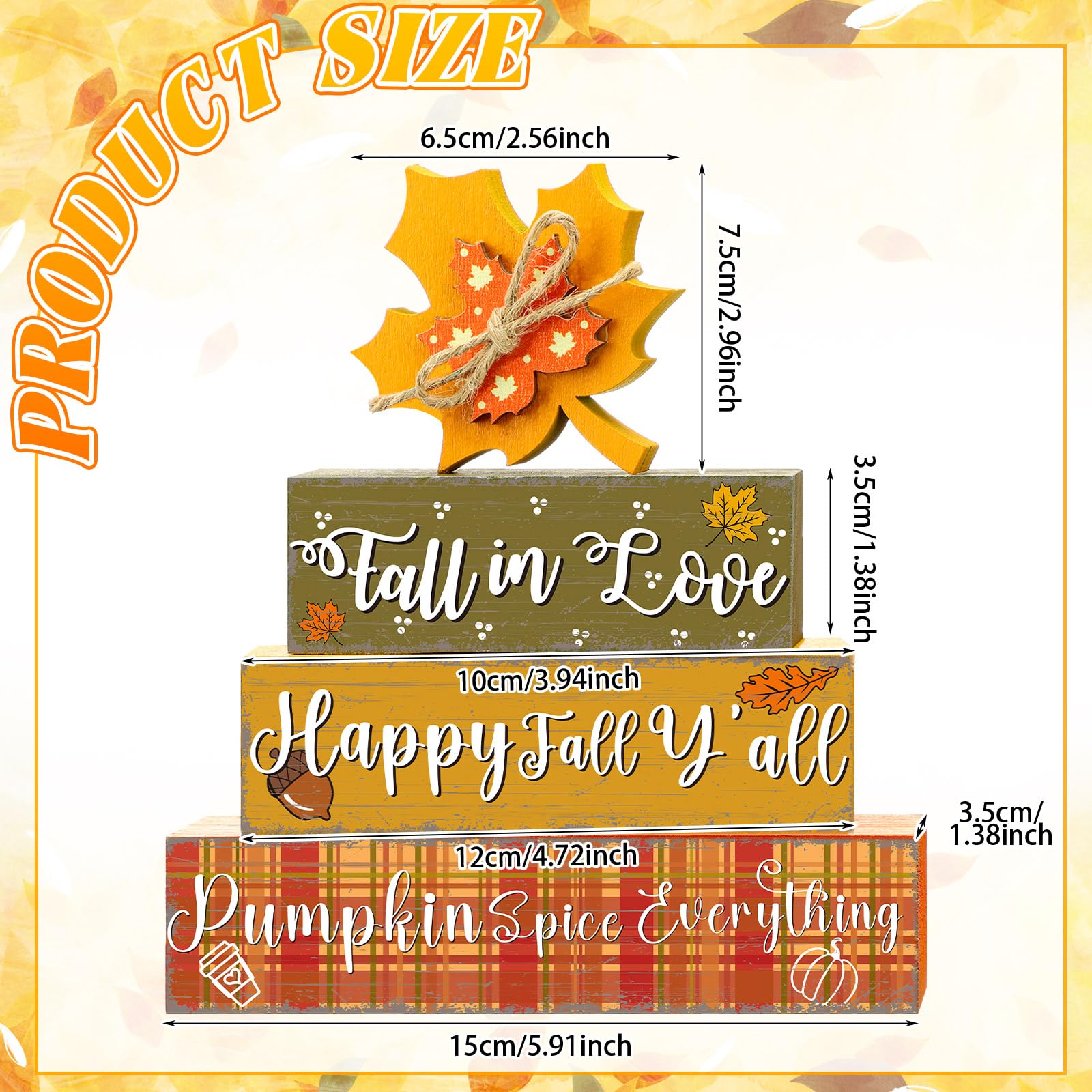 Geelin 4 Pcs Thanksgiving Decorations Fall Wooden Sign Maple Leaves Thanksgiving Pumpkin Table Centerpiece Tiered Tray Decor Fal