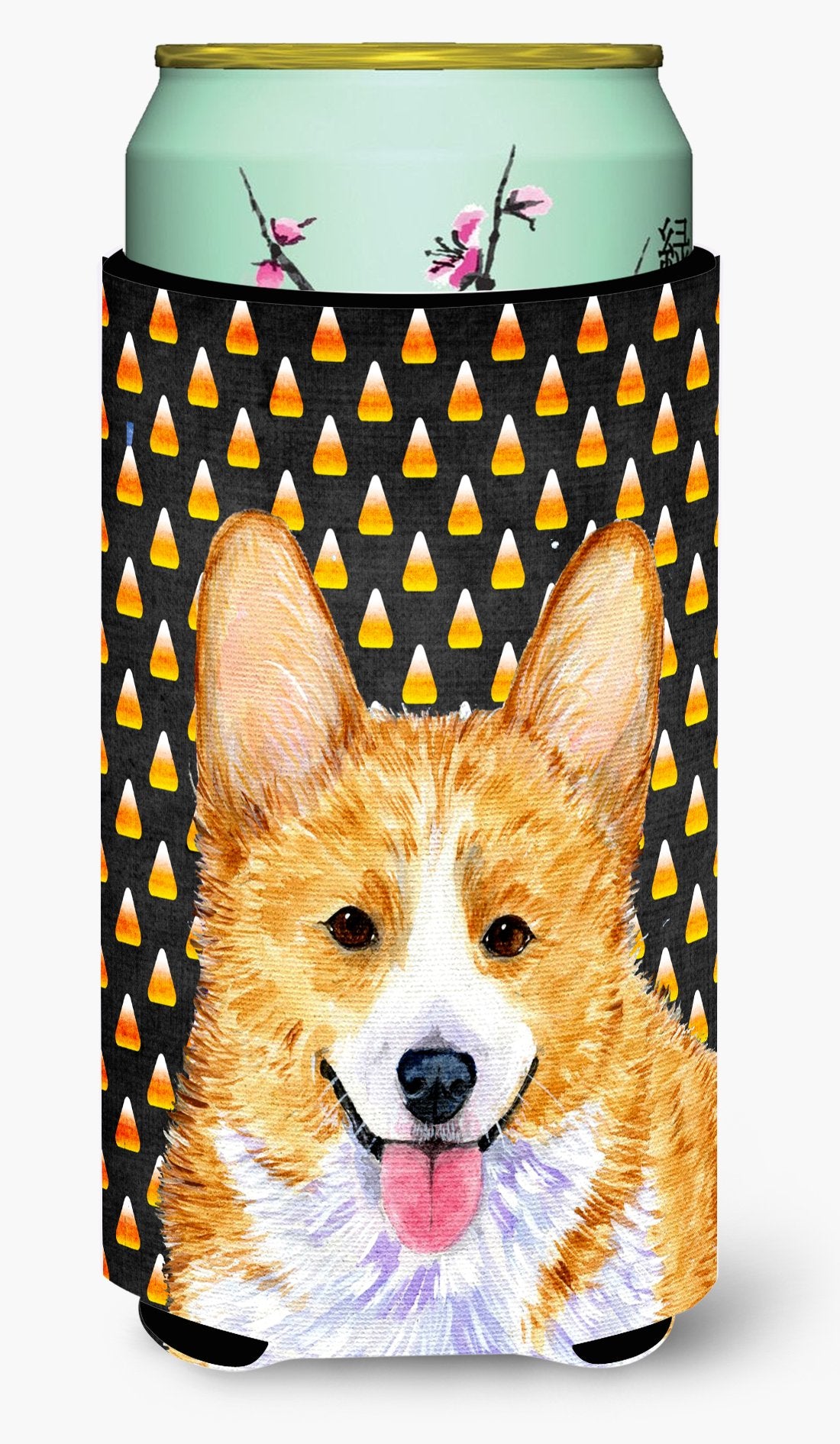 Corgi Candy Corn Halloween Portrait  Tall Boy Beverage Insulator Beverage Insulator Hugger
