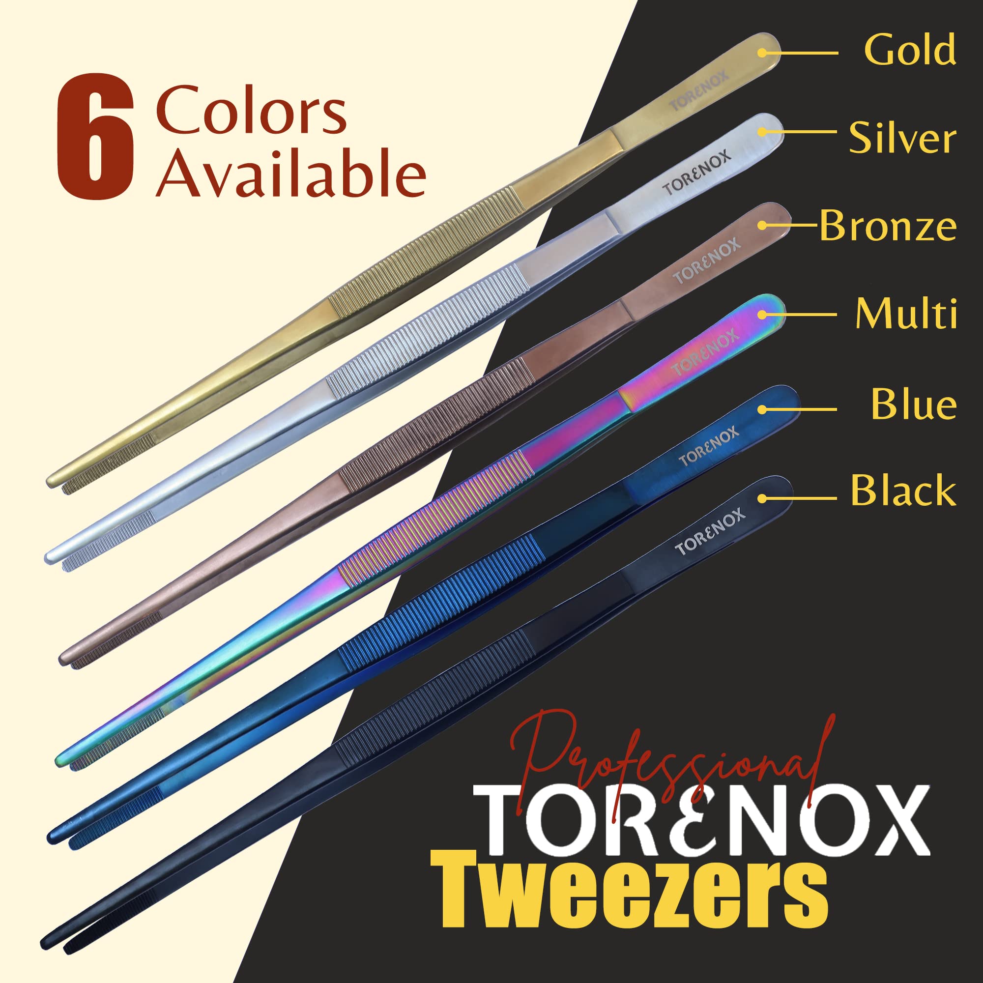 Kitchen Tweezers 10 Inch Straight And 8 Inch Offset - Culinary Precision Tongs Professional Kitchen Long Tweezers Set Of 2 Piece