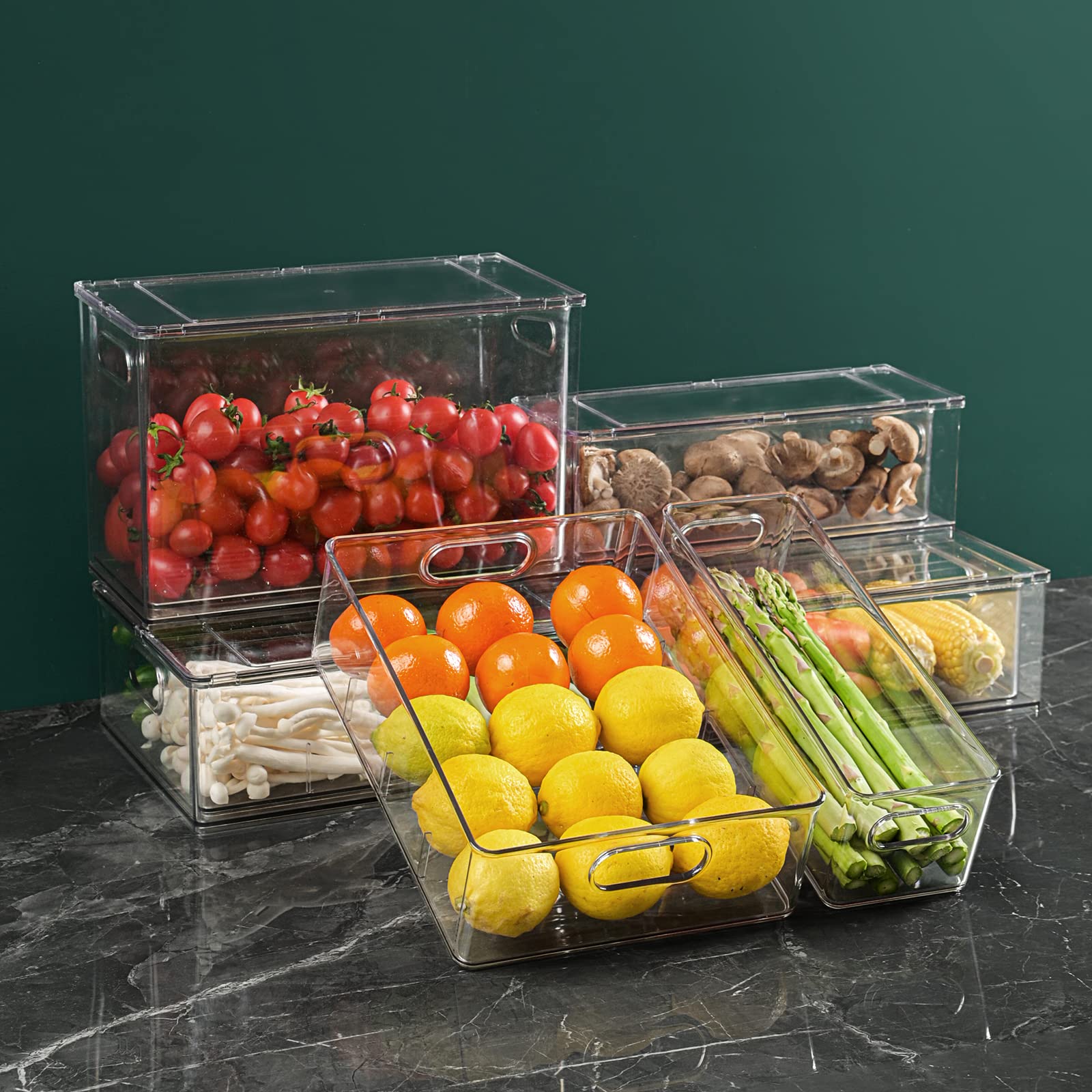 Loobuu Plastic Storage Drawer, Clear Stackable Storage Bin, Multi-Use Large Organization Solution For Kitchen, Pantry, Bathroom,