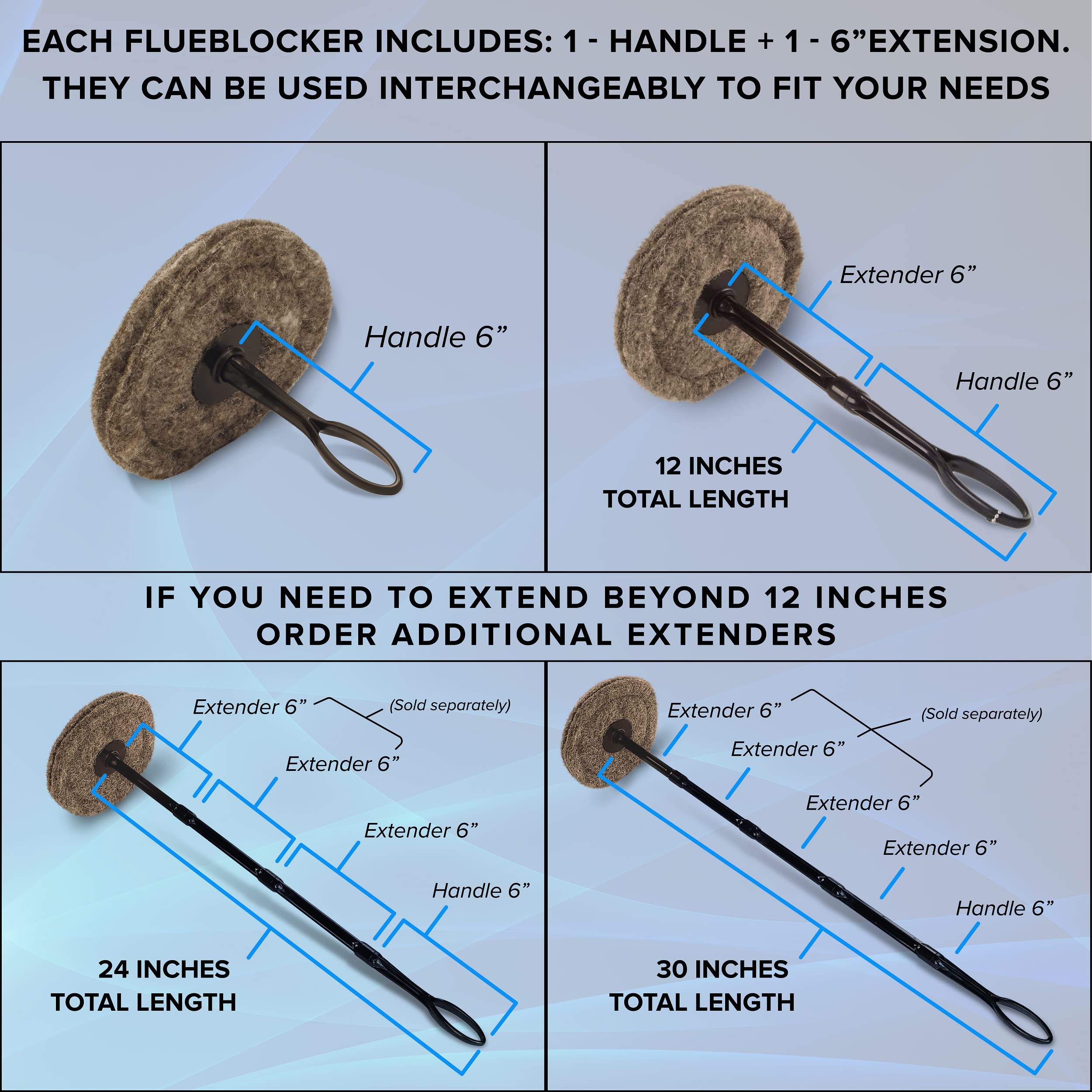 Flueblocker To Plug A 6'' Round Chimney Flue - Chimney Sheep Wool Wood Stove & Fireplace Draft Stopper Plug Excluder - Save Ener