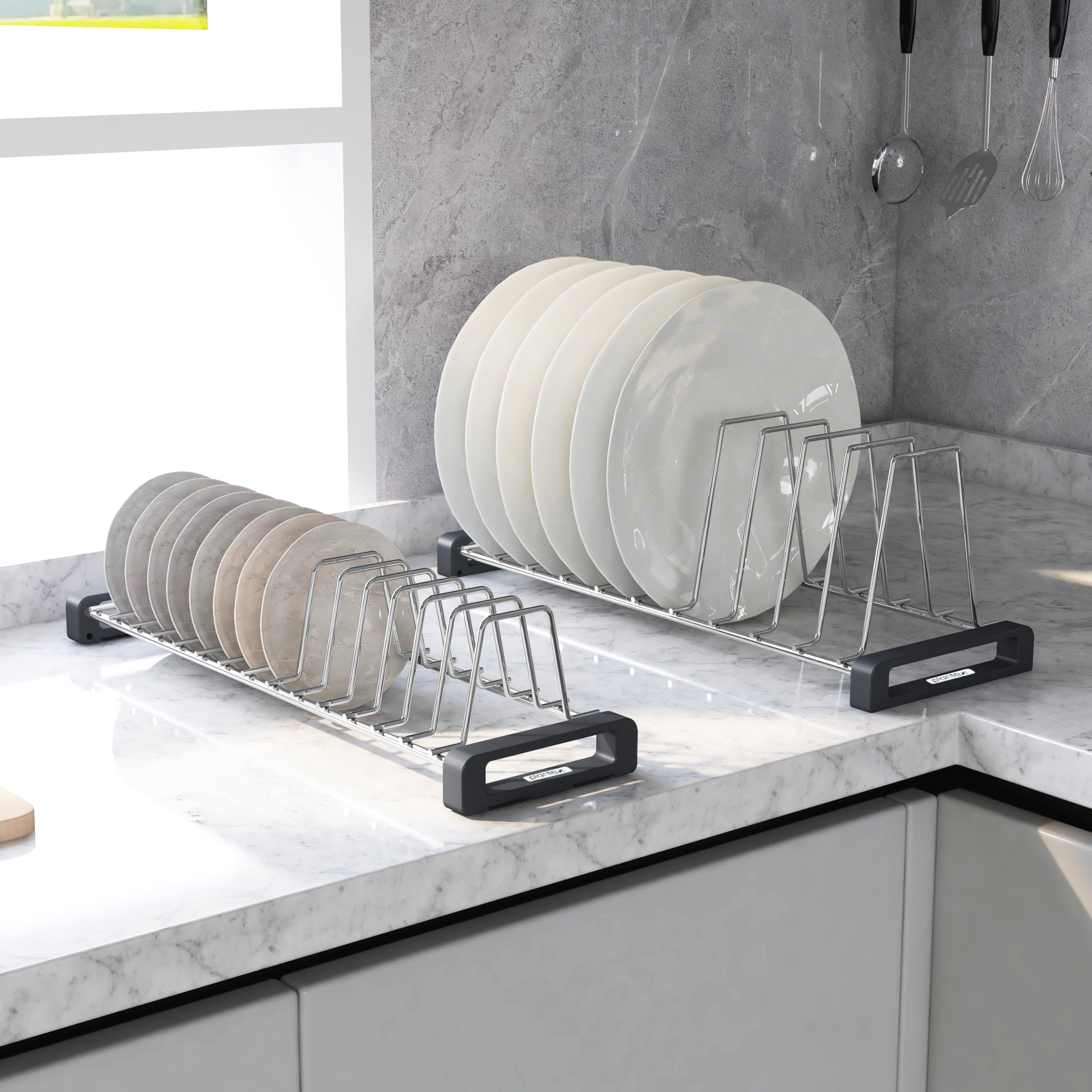 Plantex Stainless Steel Thali Stand/Plate RackStand/Dish Rack/Plate Fixer For Modular Kitchen/Tandem Box Accessories Set Of 2 