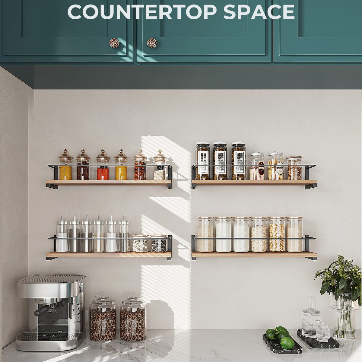 OROPY Spice Rack Wall Mounted, Rustic Wood Hanging Rack for Over The S ...