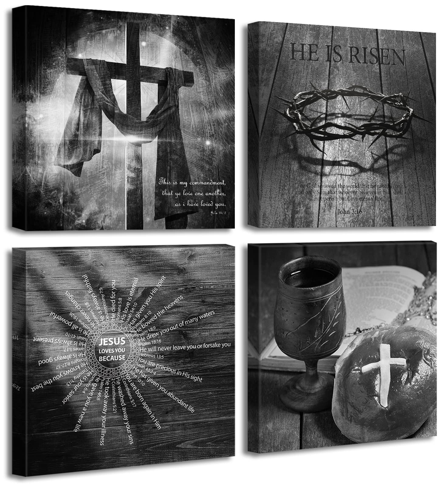 Jiazugo Christian Decor - Black Art Wall Decor Bible Verses Jesus Faith Canvas Painting Easter Decorations Office Inspirational