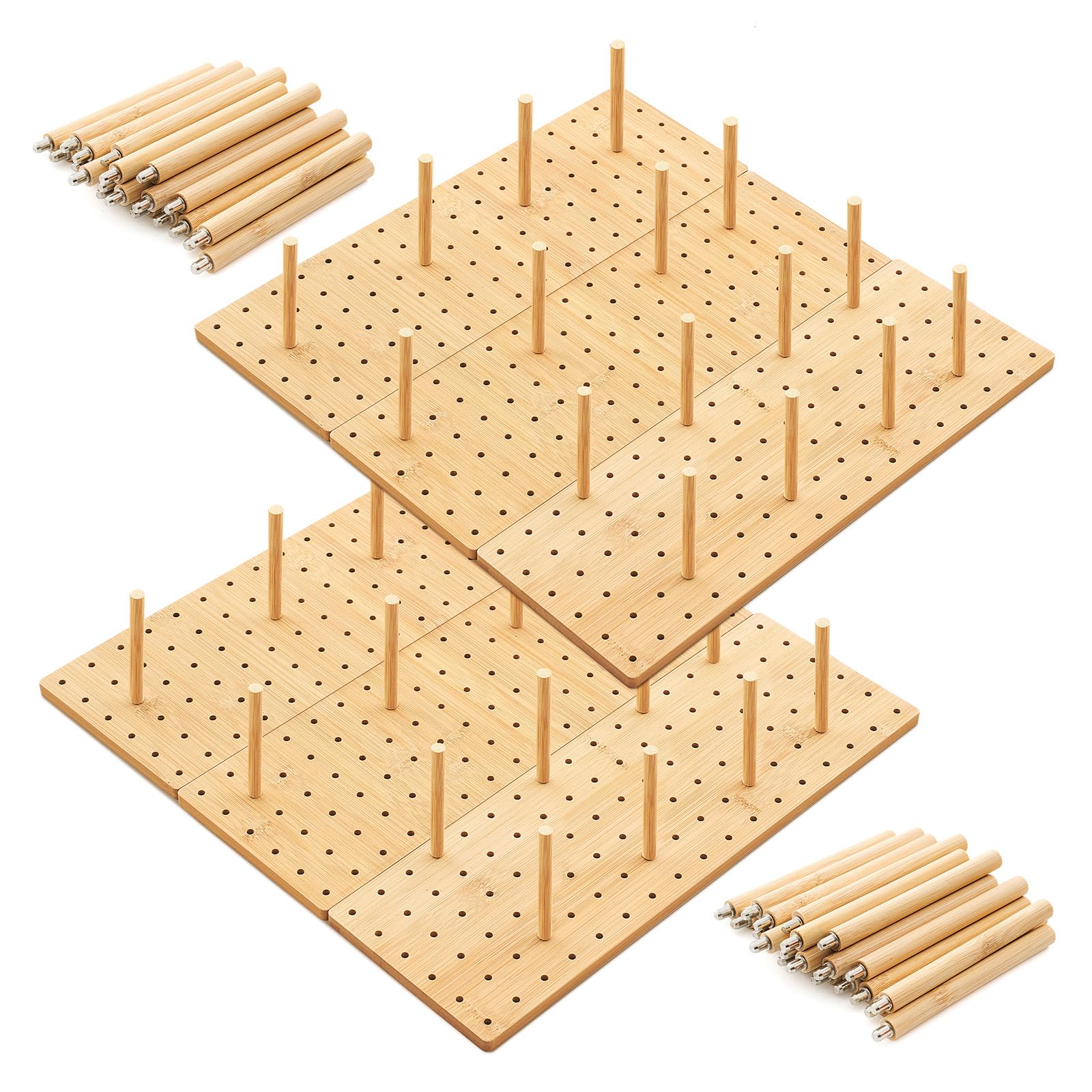 6 Pcs Wood Pegboard Drawer Organizer,Wood Color,17x5.91,Bamboo