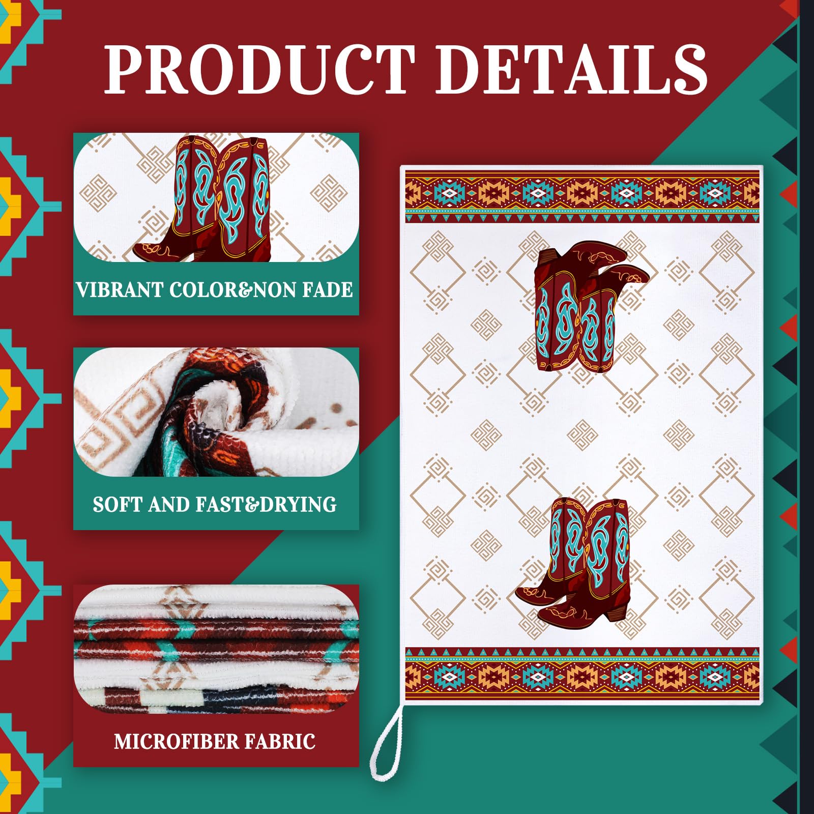 Set Of 6 Southwestern Kitchen Towels Boho Aztec Theme Dishtowel Native American Hand Tea Towels 24 X 16 Inches For Absorbent Kit