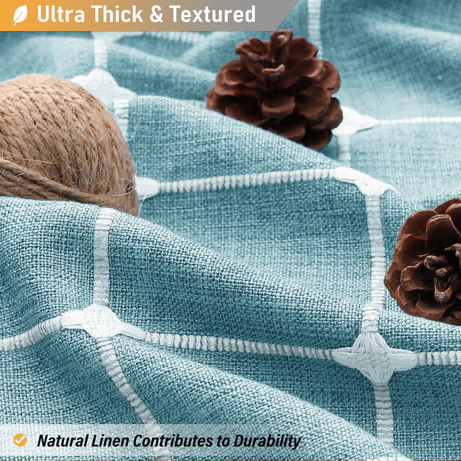 Bttn Boho Farmhouse Shower Curtain - Linen Rustic Heavy Duty Fabric Shower Curtain Set With Tassel, Water Repellent, Bohemian Vi