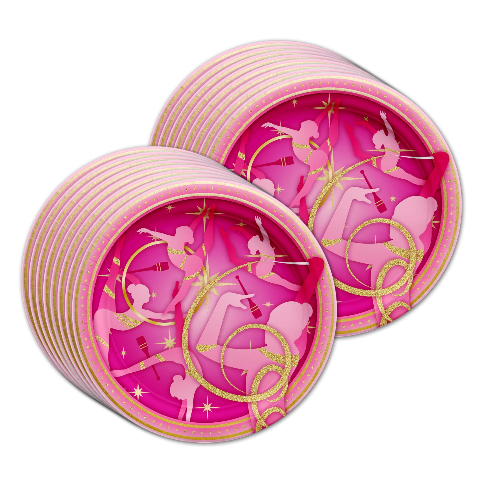 Pink And Gold Gymnastics Birthday Party Supplies Set Plates Napkins Cups Tableware Kit For 16