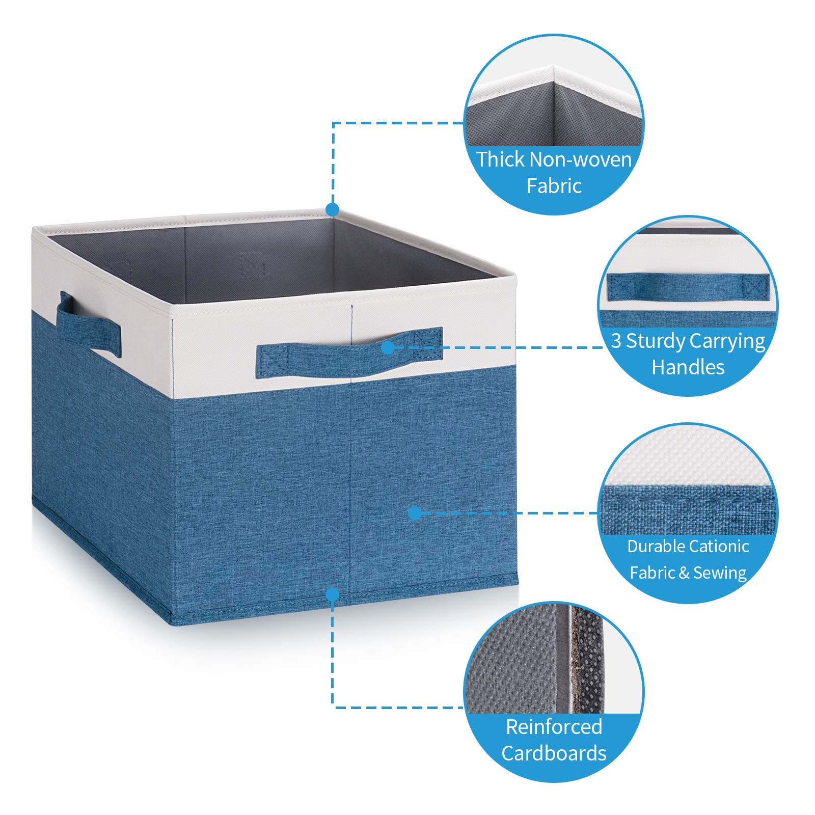 Ghvyennttes Storage Bins [3-Pack] Large Foldable Storage Baskets For Shelves, Sturdy Fabric Cube Storage Boxes With 3 Handles Fo