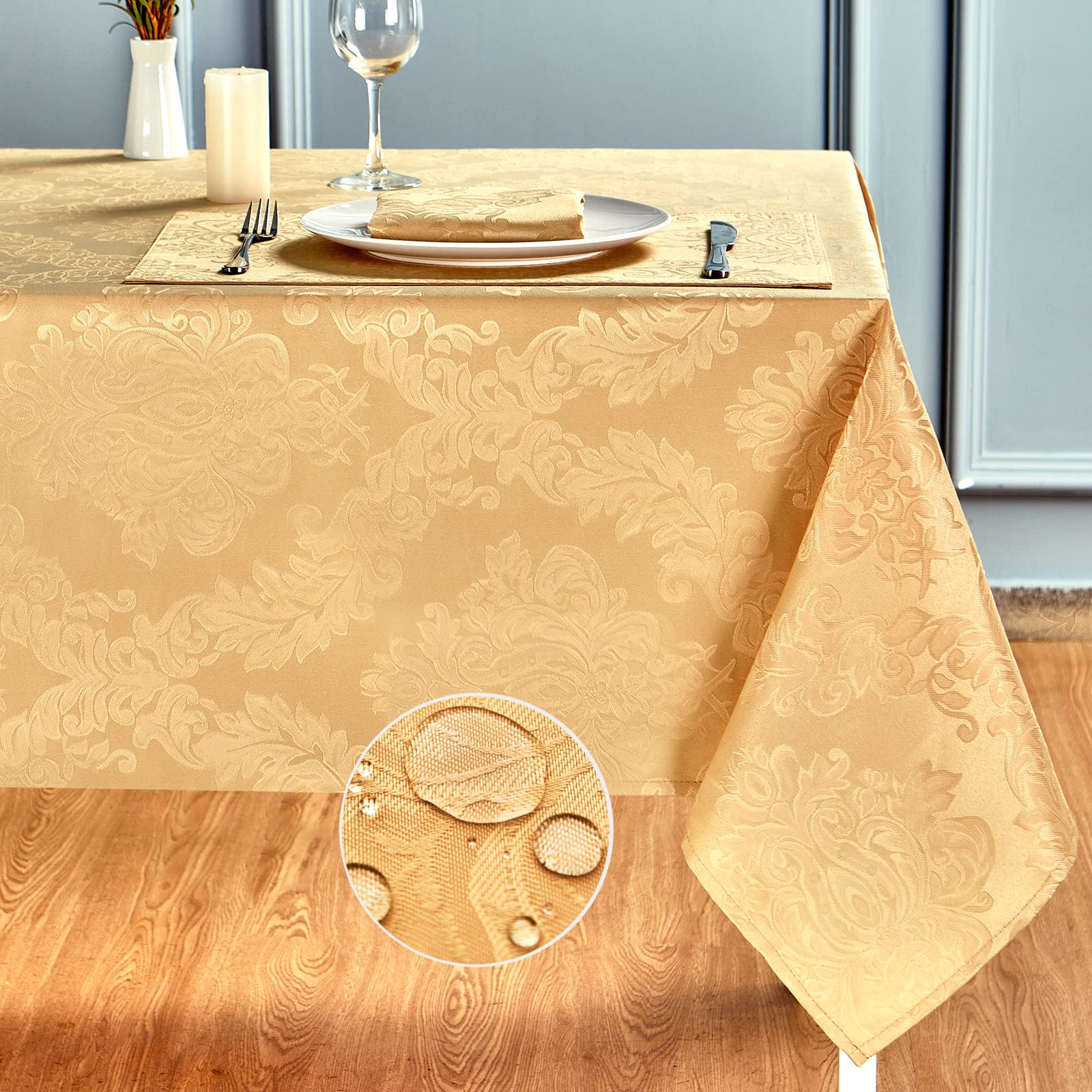 Homejoy Rectangle Table Cloth, Waterproof Wrinkle Resistant Washable Jacquard Polyester Oblong Rectangular Tablecloth, Fabric Ta