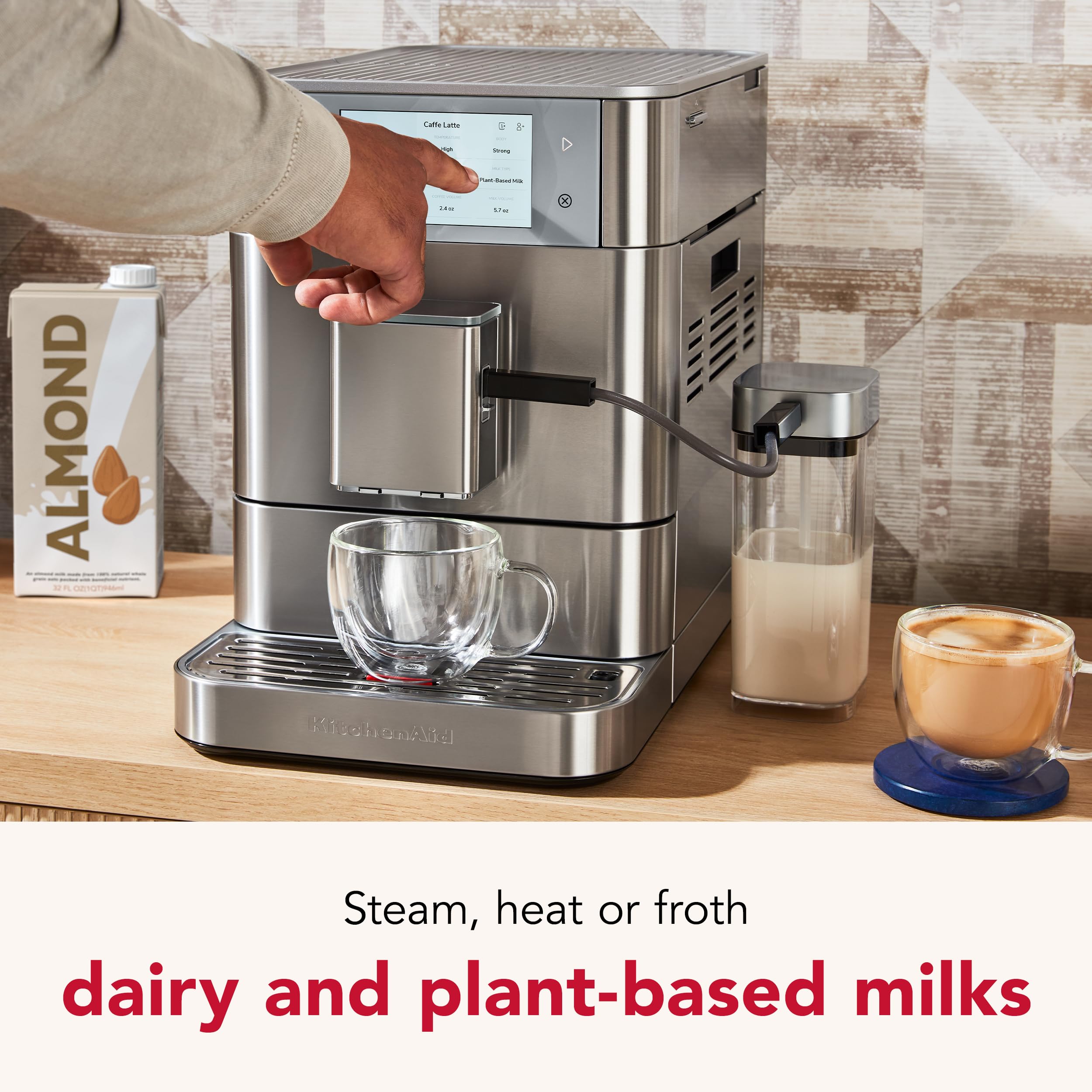 KitchenAid Espresso Machine KF8, Fully Automatic with Milk Attachment, 2.2L, Stainless Steel, Model KES8558SX