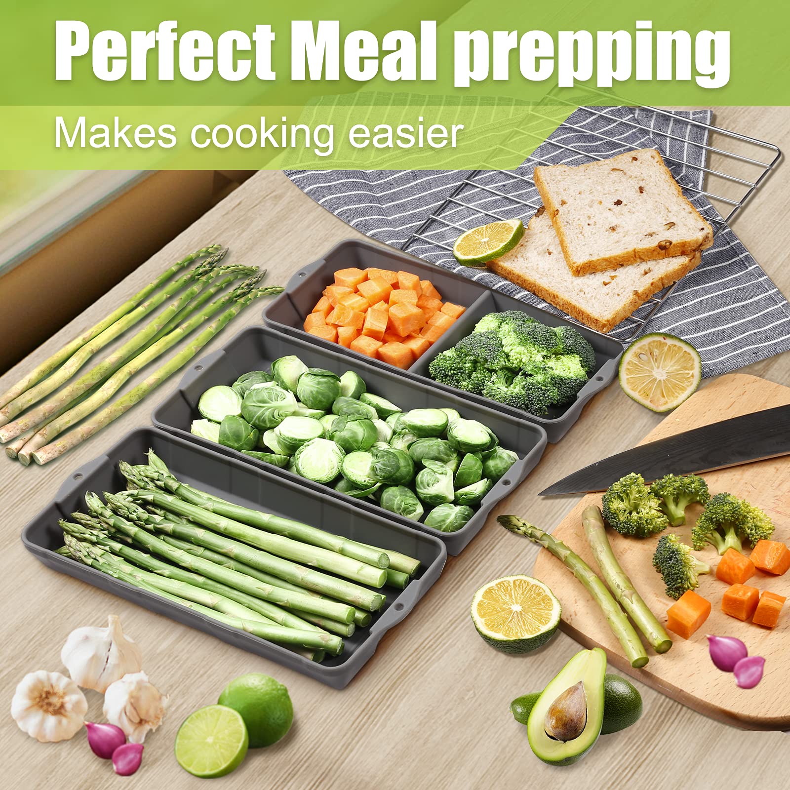 Zip Standing Nonstick Bakeware Set, New Large Size Cake Silicone Sheet Pan, Baking Pan Dividers, Suitable For Oven, Air Fryer To
