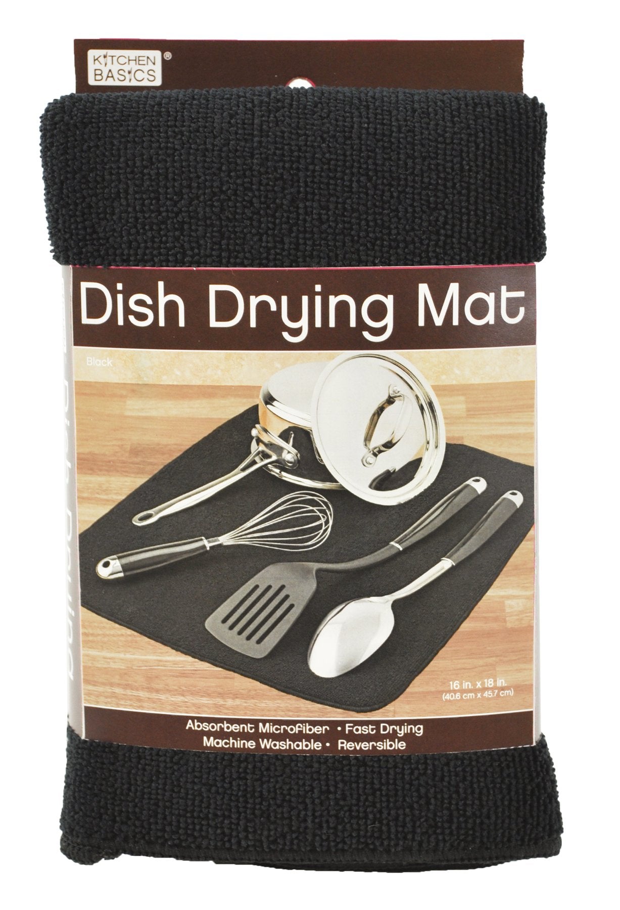 Kitchen Basics 429500 Microfiber Dish Drying Mat, Black